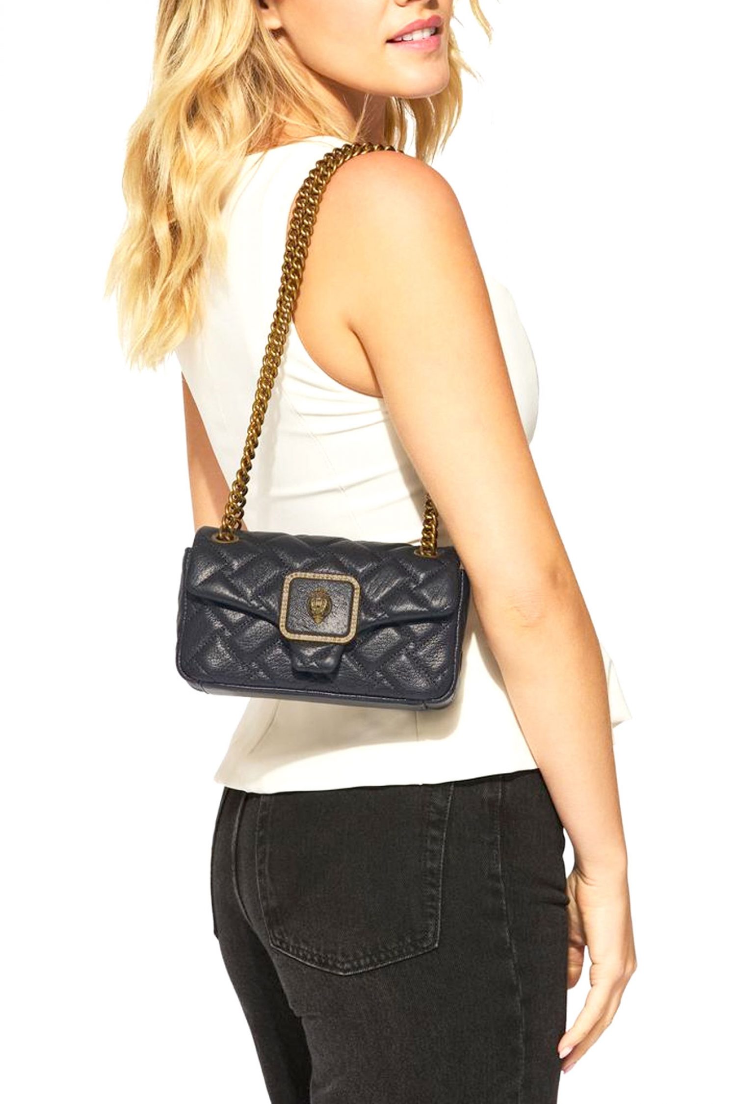 KURT GEIGER ΤΣΑΝΤΑKI CROSSBODY/ΩΜΟΥ FABRIC MΙΝΙ KENSINGTON KAΠΙΤΟΜΕ ΑΛΥΣΙΔΑ LOGO ΜΑΥΡΟ φωτογραφία