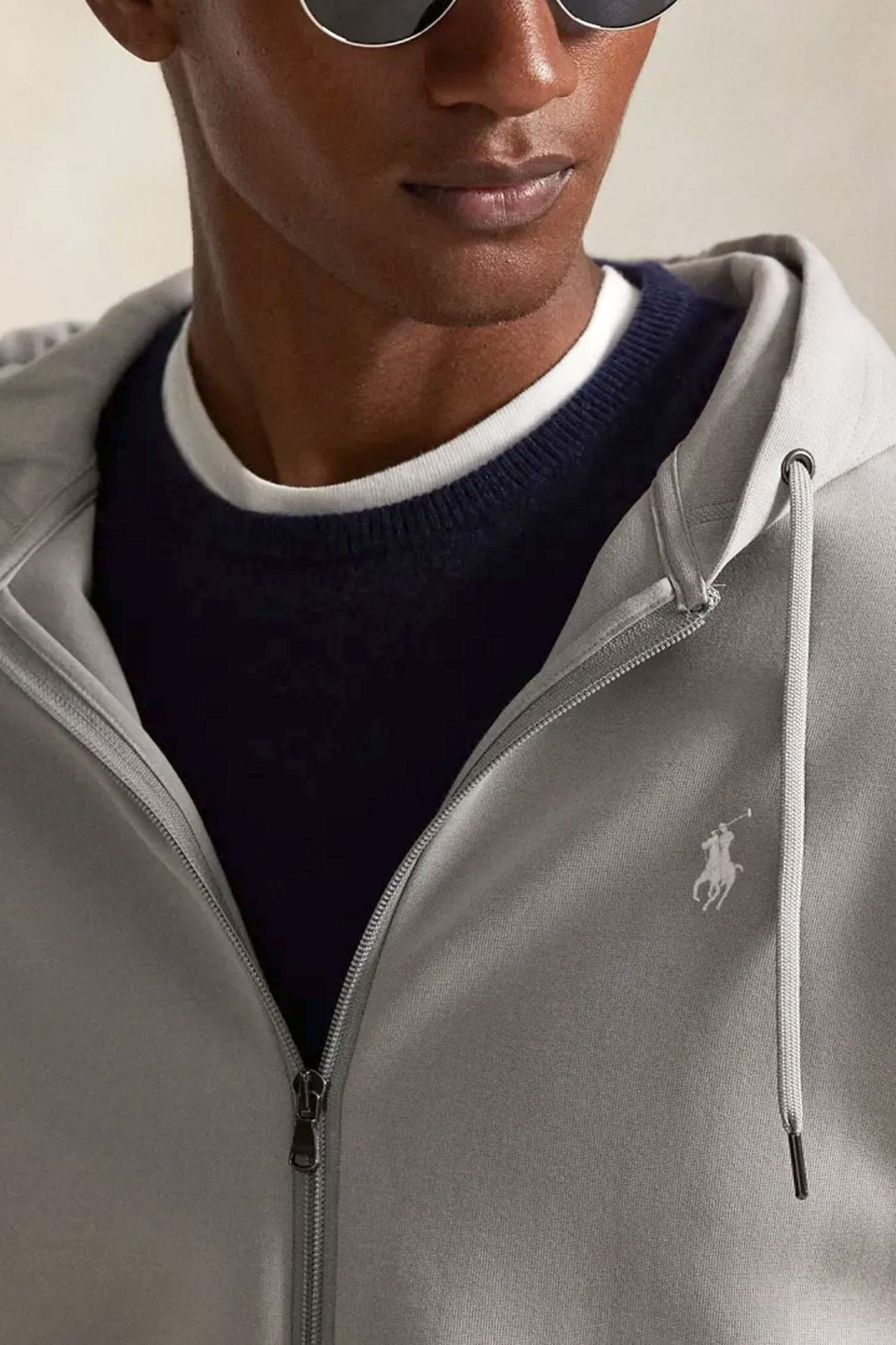 RALPH LAUREN ΦΟΥΤΕΡ ZIPHOOD LOGO ΓΚΡΙ