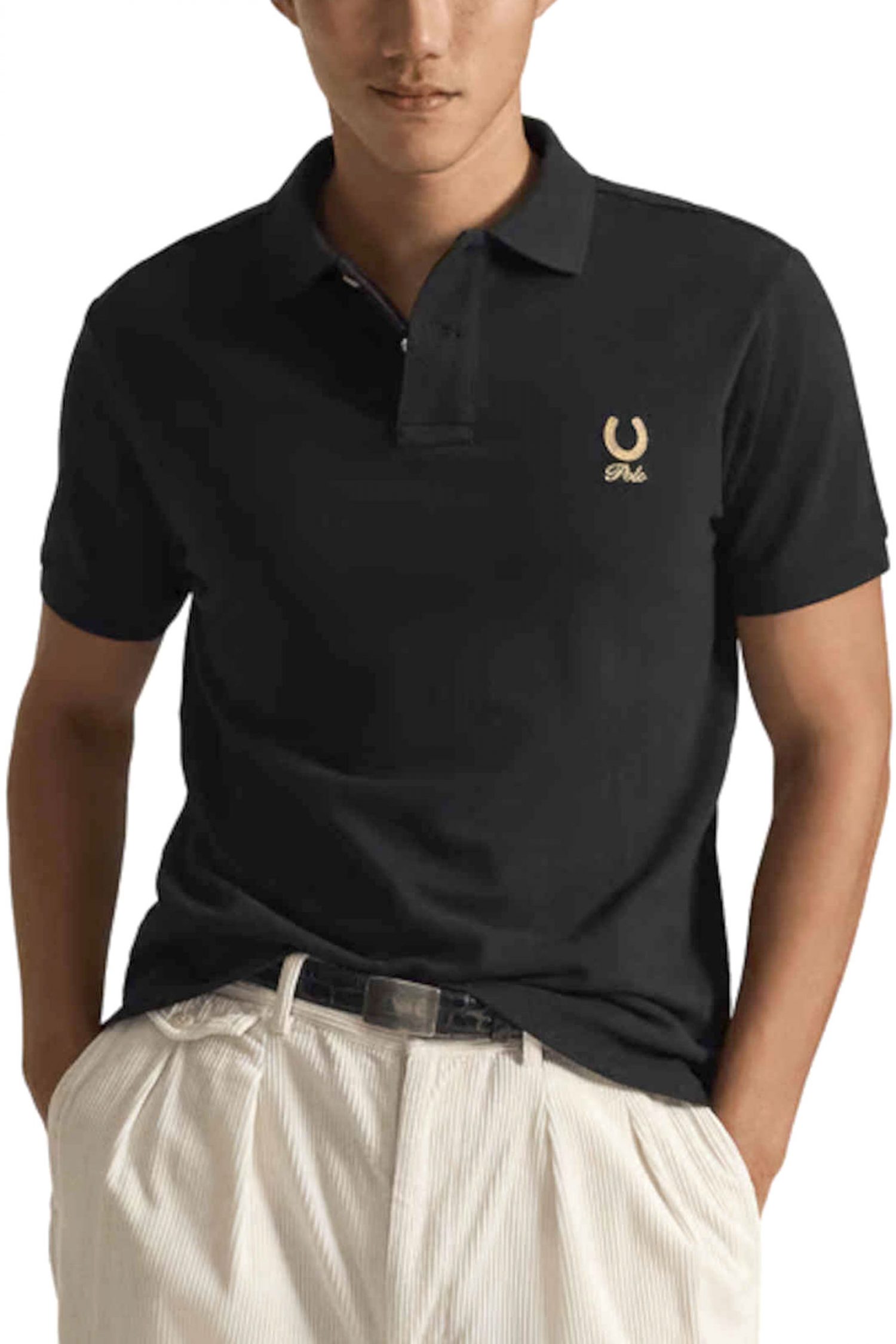 RALPH LAUREN POLO CUSTOM SLIM FIT ΜΑΥΡΟ