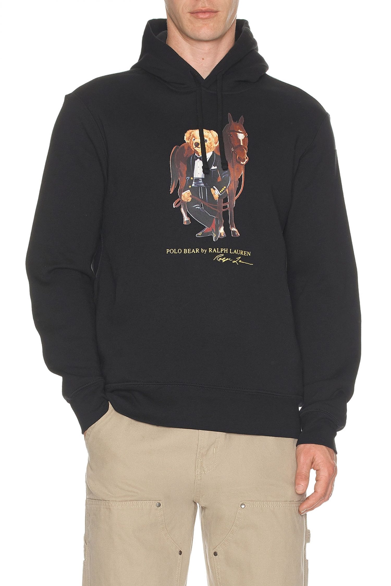 RALPH LAUREN ΦΟΥΤΕΡ HOODIE LOGO BEAR ΜΑΥΡΟ