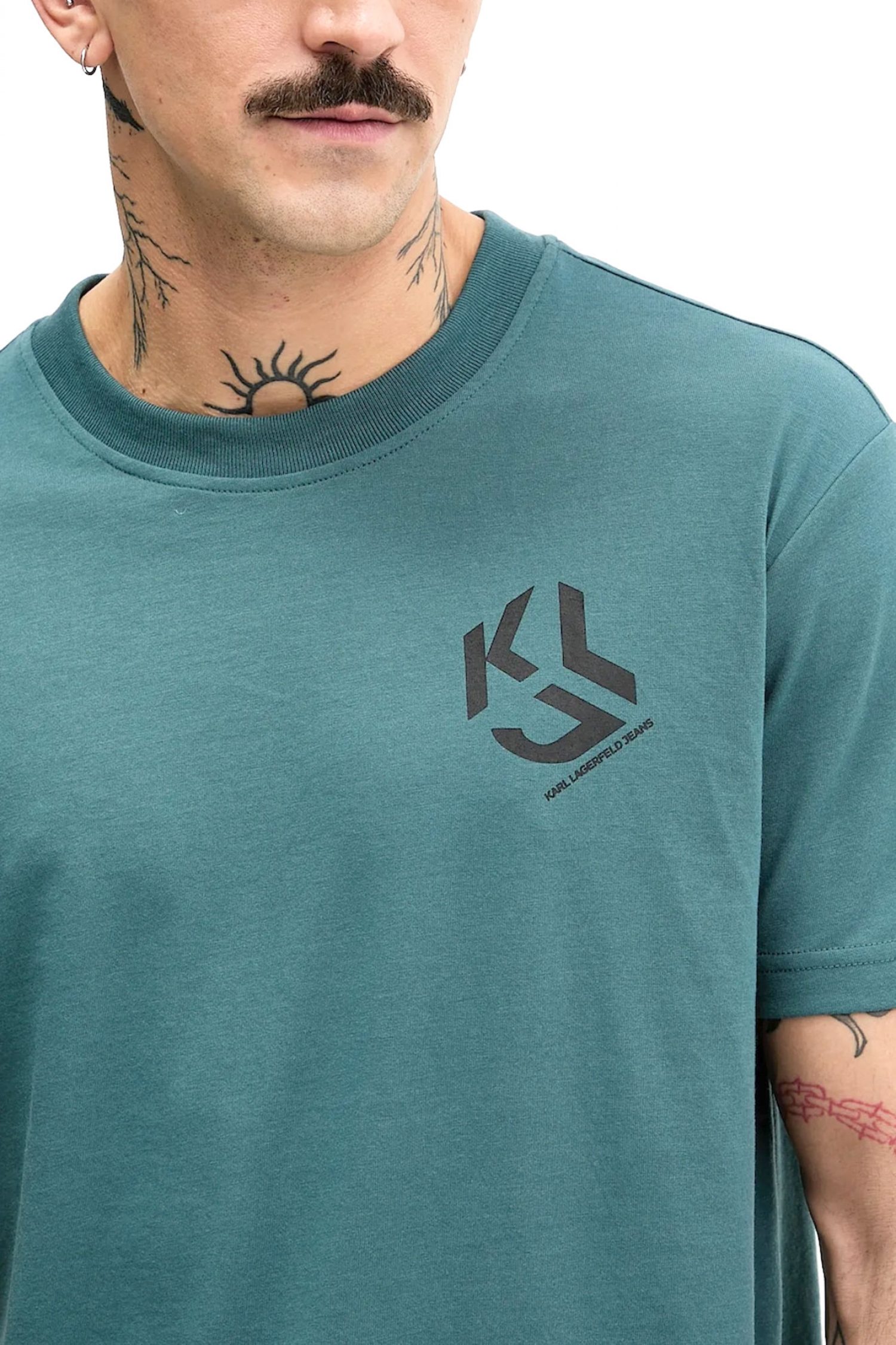 KARL LAGERFELD JEANS T-SHIRT REGULAR FIT MONOGRAM TEE ΠΡΑΣΙΝΟ