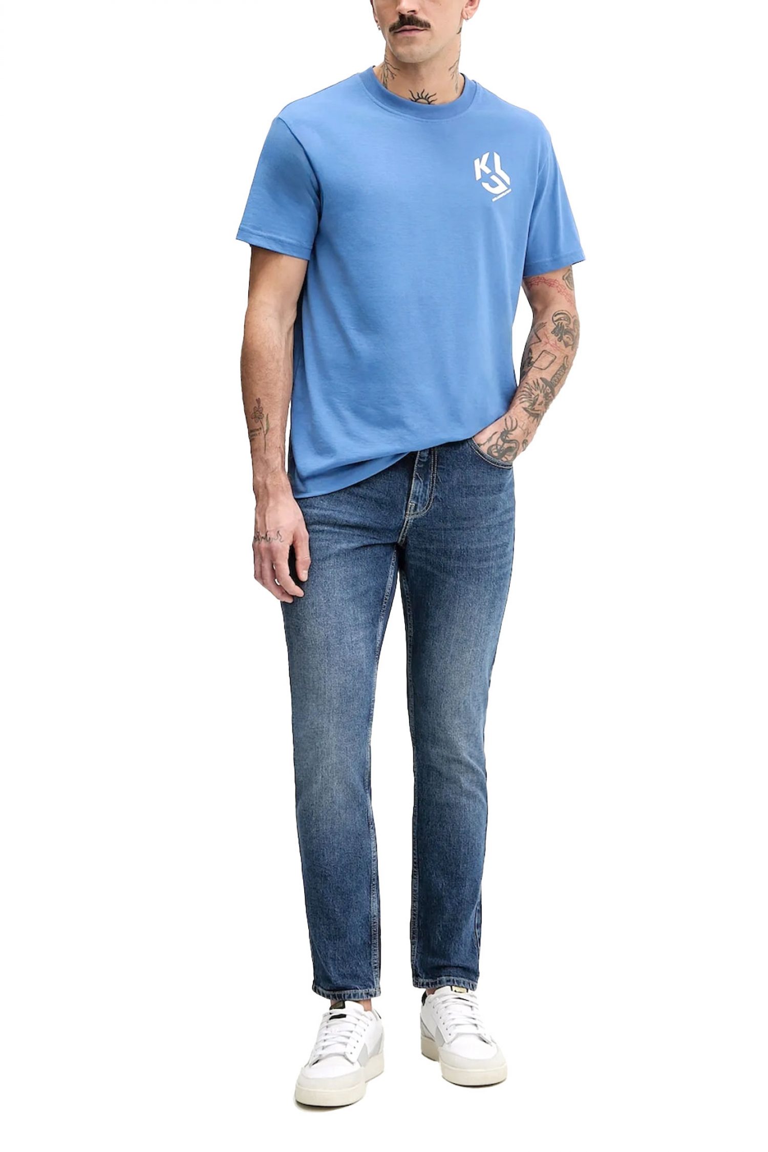 KARL LAGERFELD JEANS T-SHIRT REGULAR FIT MONOGRAM TEE ΜΠΛΕ