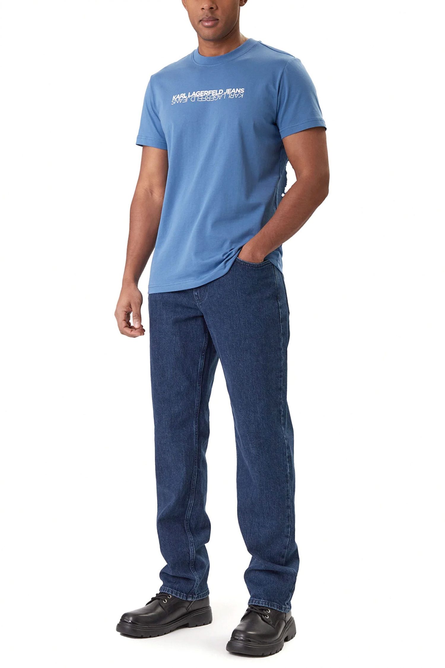 KARL LAGERFELD JEANS T-SHIRT SLIM FIT SS REFLECTION TEE ΜΠΛΕ
