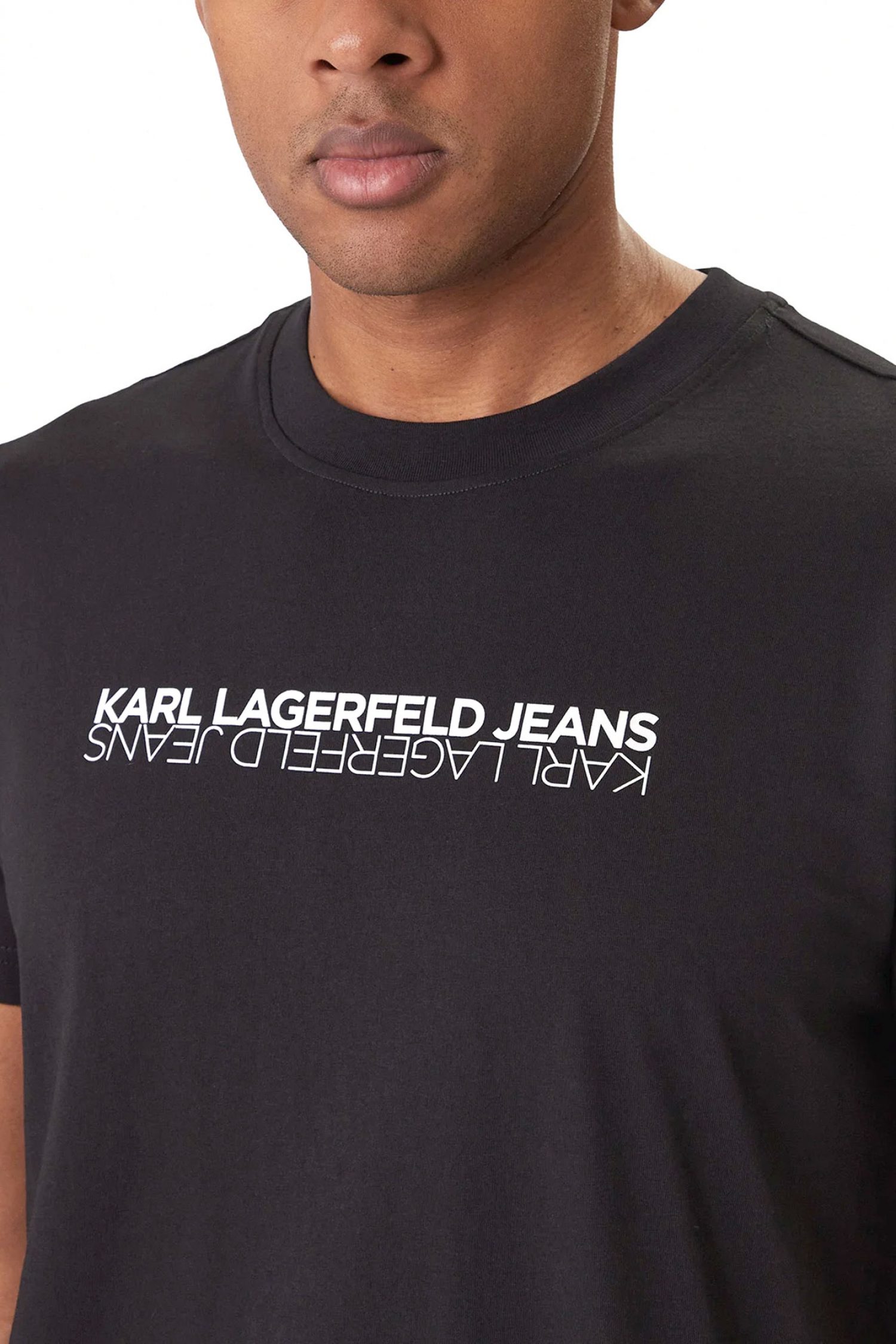 KARL LAGERFELD JEANS T-SHIRT SLIM FIT SS REFLECTION TEE ΜΑΥΡΟ
