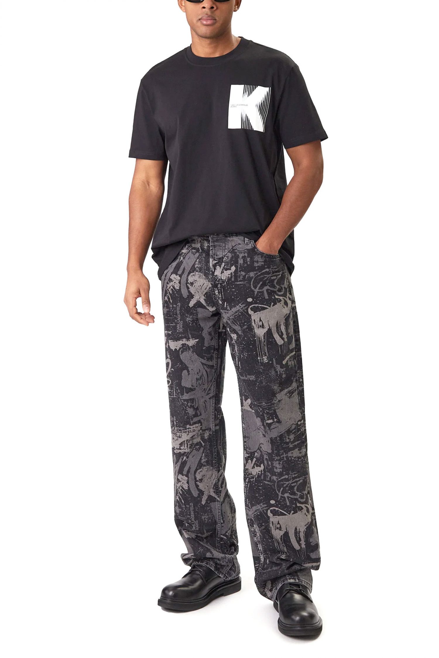 KARL LAGERFELD JEANS T-SHIRT REGULAR FIT SS K LOGO TEE ΜΑΥΡΟ