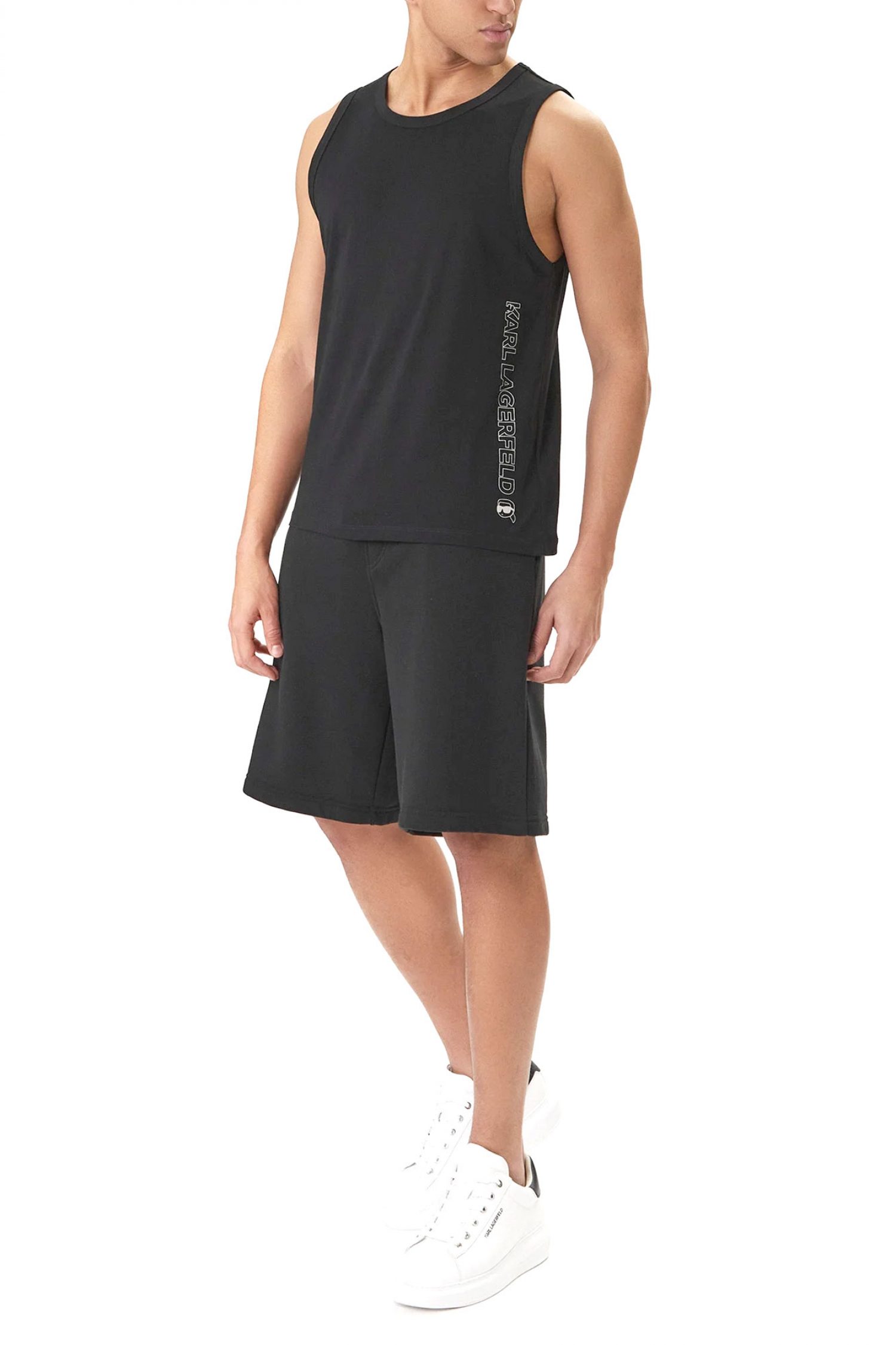 KARL LAGERFELD TOP IKON SHINE BEACH TANK ΜΑΥΡΟ