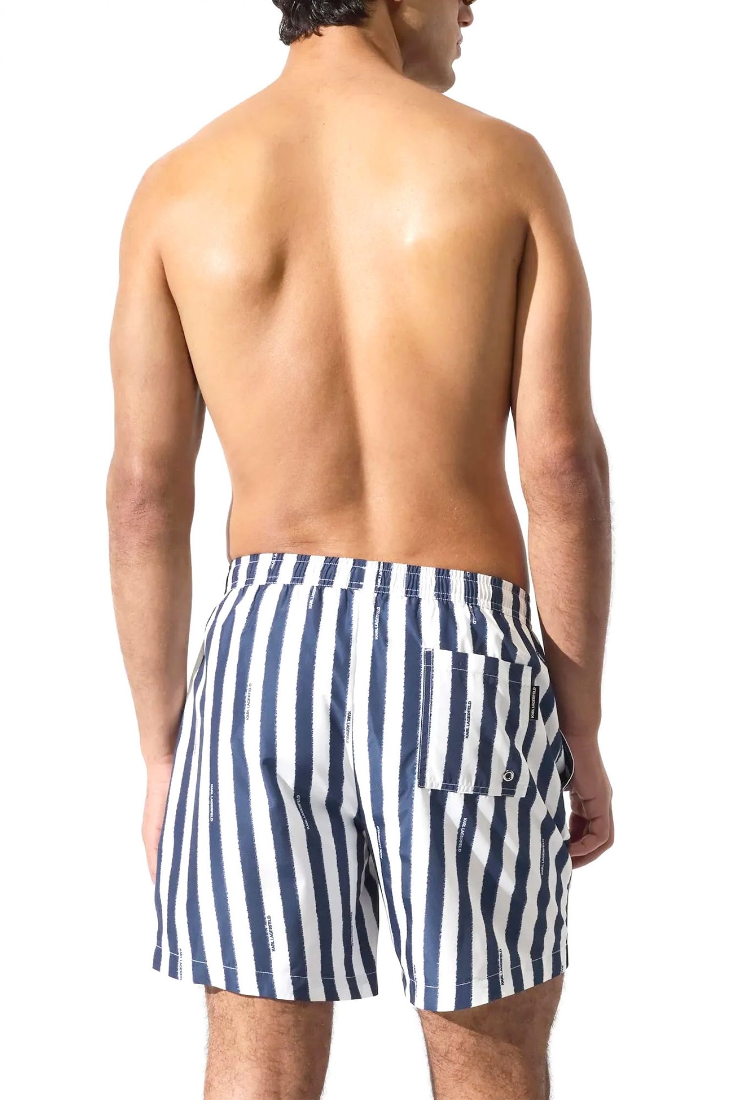 KARL LAGERFELD ΜΑΓΙΩ STRIPED MED BOARDSHORT ΛΕΥΚΟ-ΜΠΛΕ