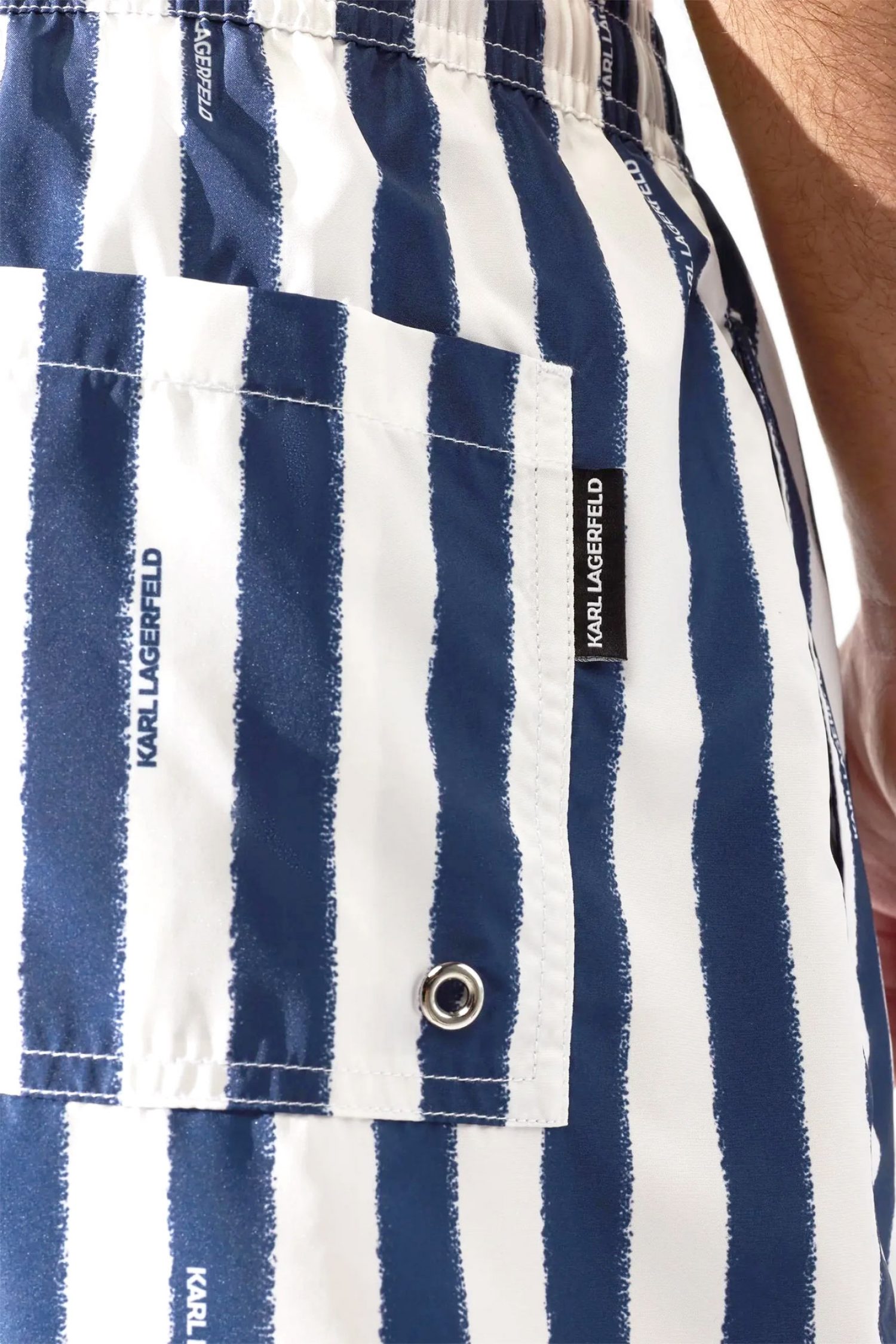 KARL LAGERFELD ΜΑΓΙΩ STRIPED MED BOARDSHORT ΛΕΥΚΟ-ΜΠΛΕ