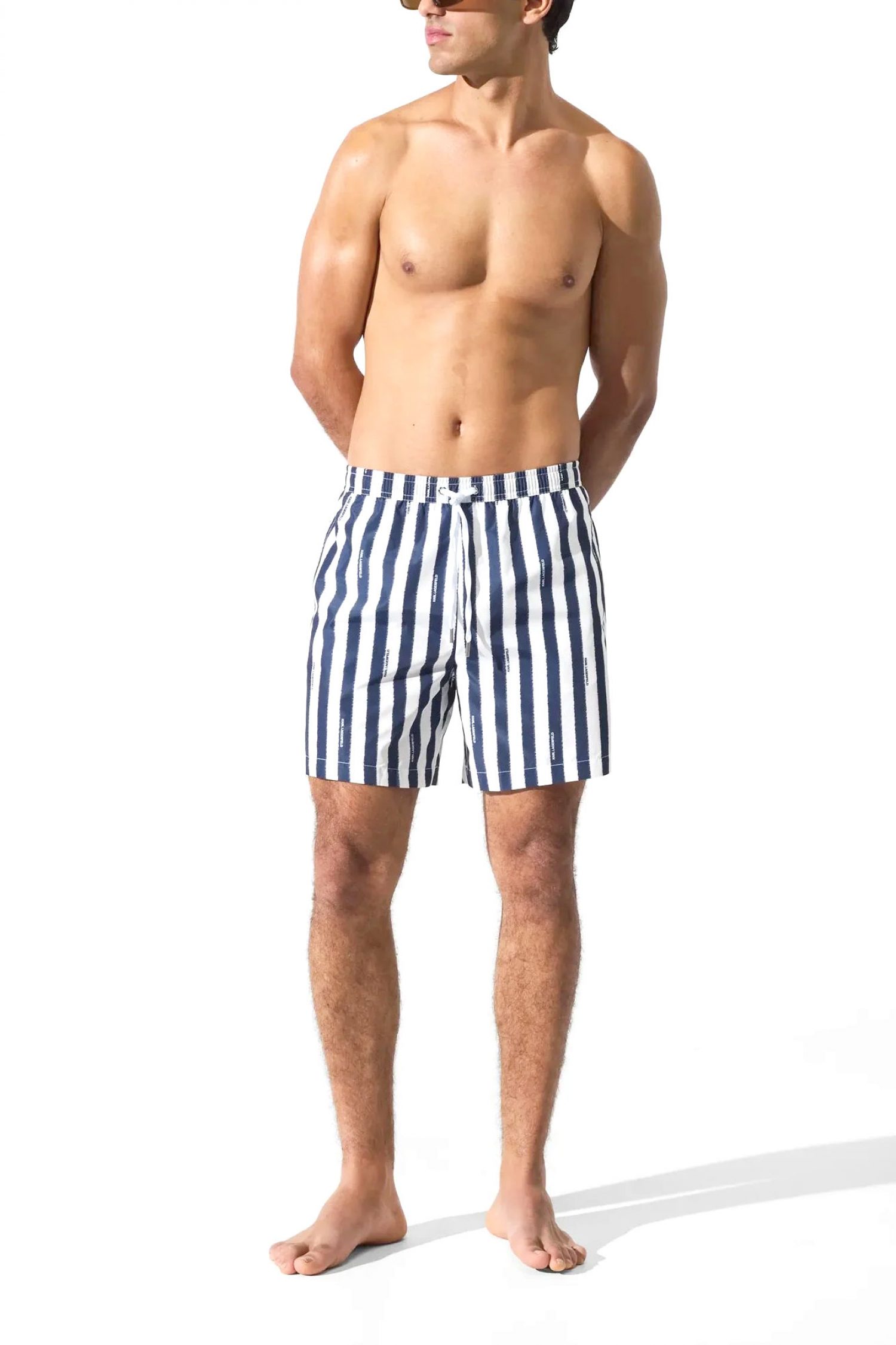 KARL LAGERFELD ΜΑΓΙΩ STRIPED MED BOARDSHORT ΛΕΥΚΟ-ΜΠΛΕ