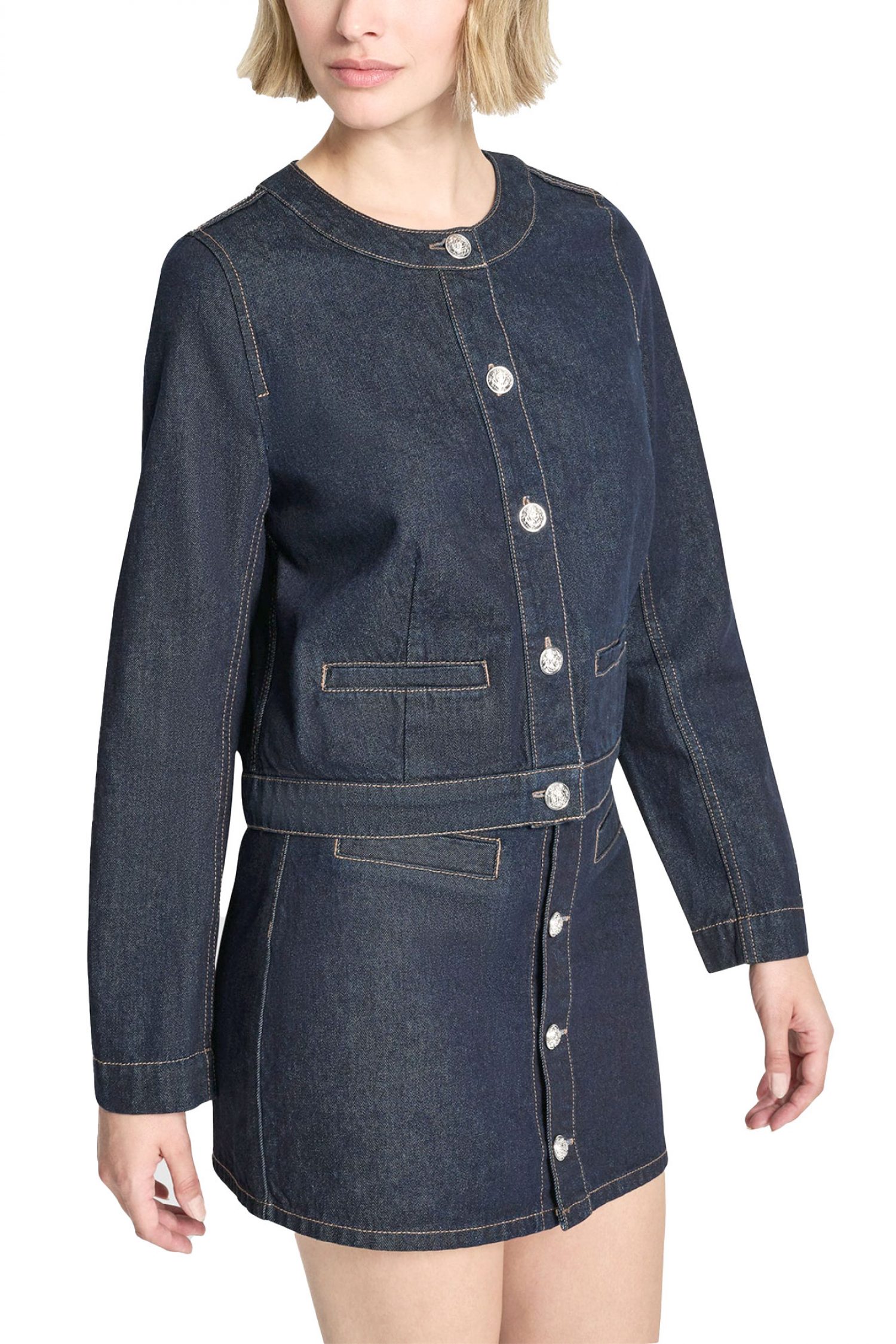 DKNY ΜΠΟΥΦΑΝ JACKET DENIM CROPPED ΜΠΛΕ φωτογραφία