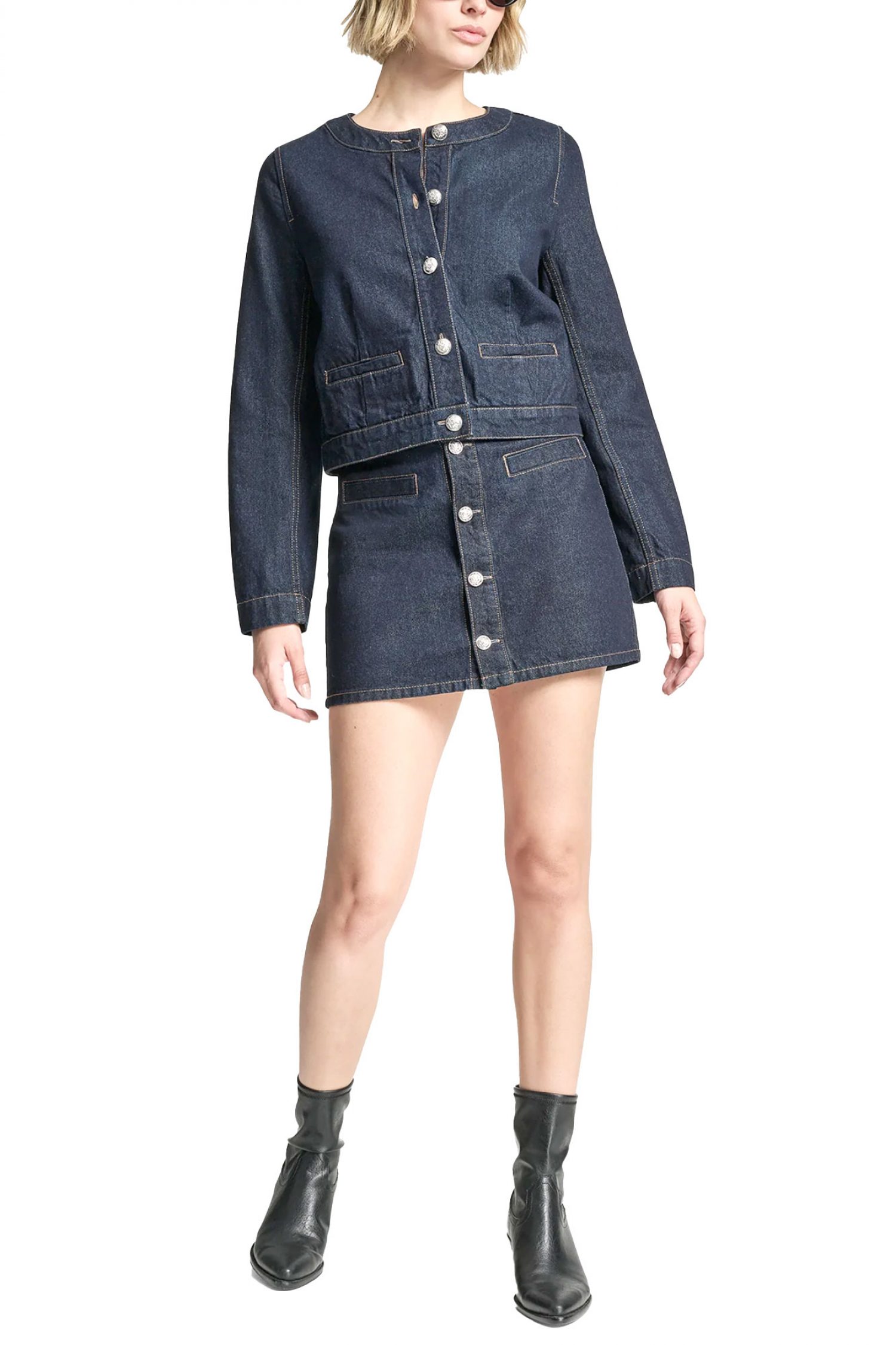 DKNY ΜΠΟΥΦΑΝ JACKET DENIM CROPPED ΜΠΛΕ φωτογραφία