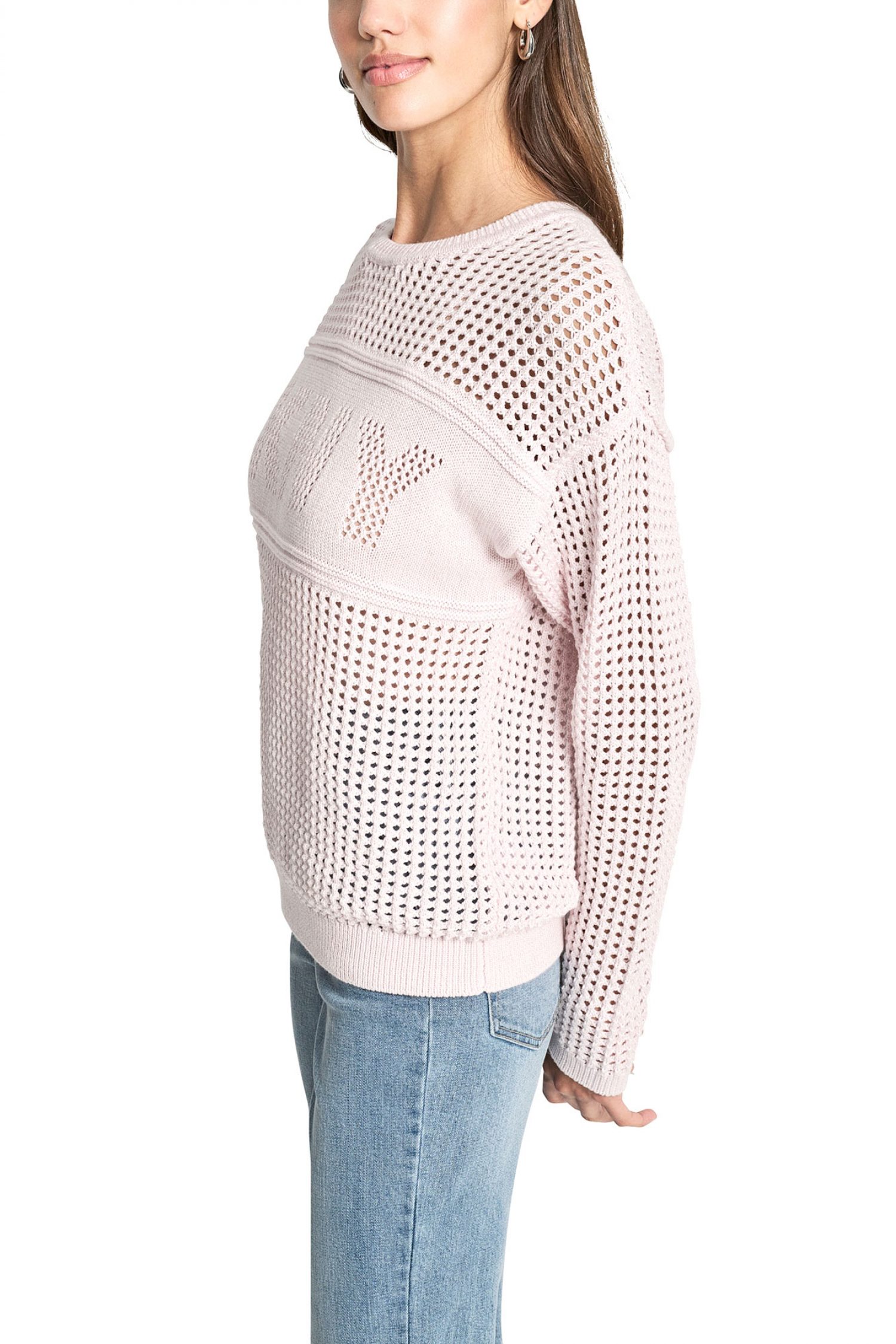 DKNY ΠΛΕΚΤΟ CREW NECK LOGO ΡΟΖ