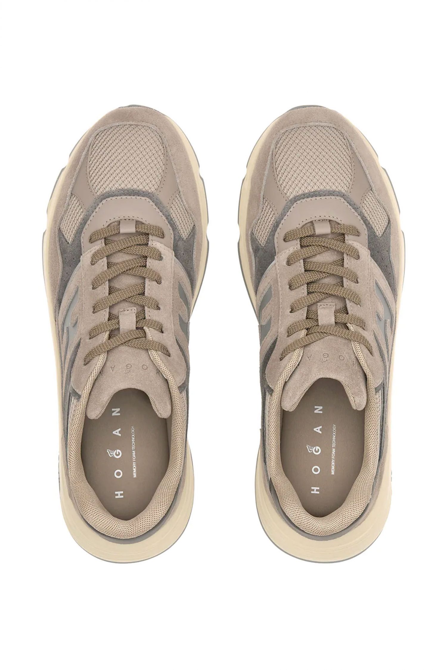 HOGAN ΠΑΠΟΥΤΣΙΑ SNEAKERS HYPERLIGHT ALLACCIATO H ΔΕΡΜΑ ΓΚΡΙ