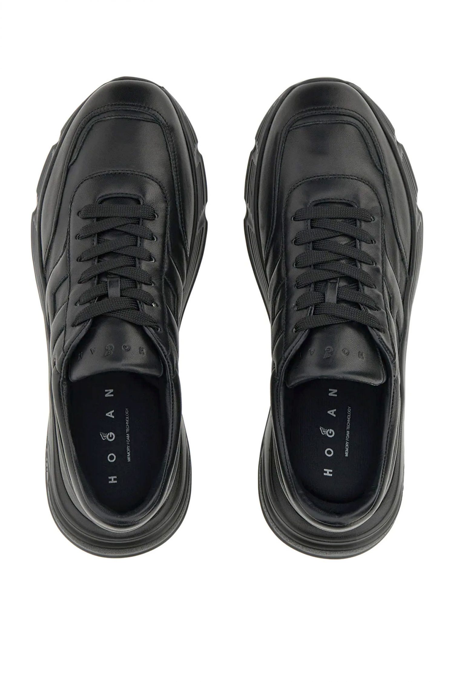 HOGAN ΠΑΠΟΥΤΣΙΑ SNEAKERS HYPERLIGHT ALLACCIATO H ΔΕΡΜΑ ΜΑΥΡΟ