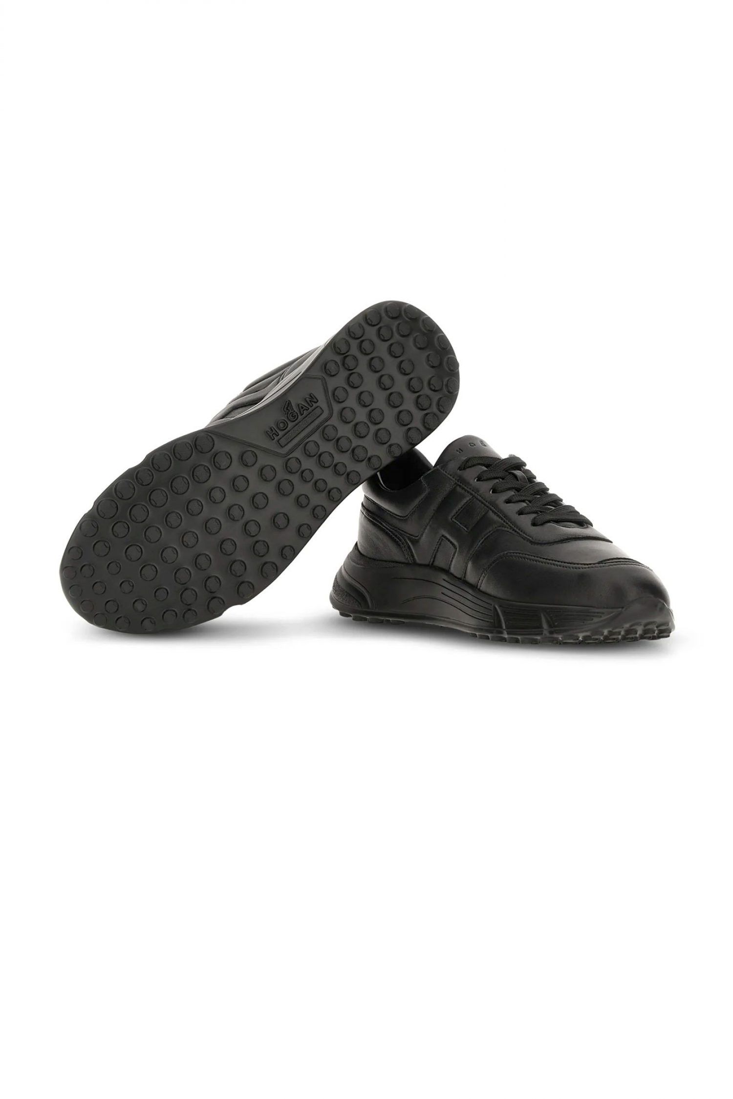 HOGAN ΠΑΠΟΥΤΣΙΑ SNEAKERS HYPERLIGHT ALLACCIATO H ΔΕΡΜΑ ΜΑΥΡΟ