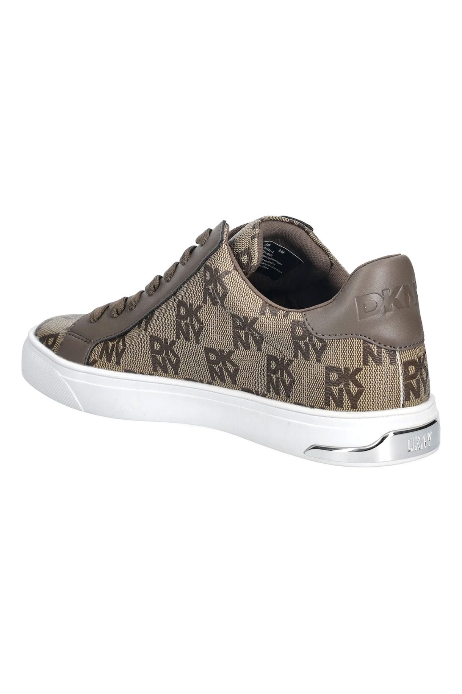 DKNY ΠΑΠΟΥΤΣΙΑ SNEAKERS LOW ARISELLE LACE UP S ALL OVER LOGO ΜΠΕΖ-ΚΑΦΕ