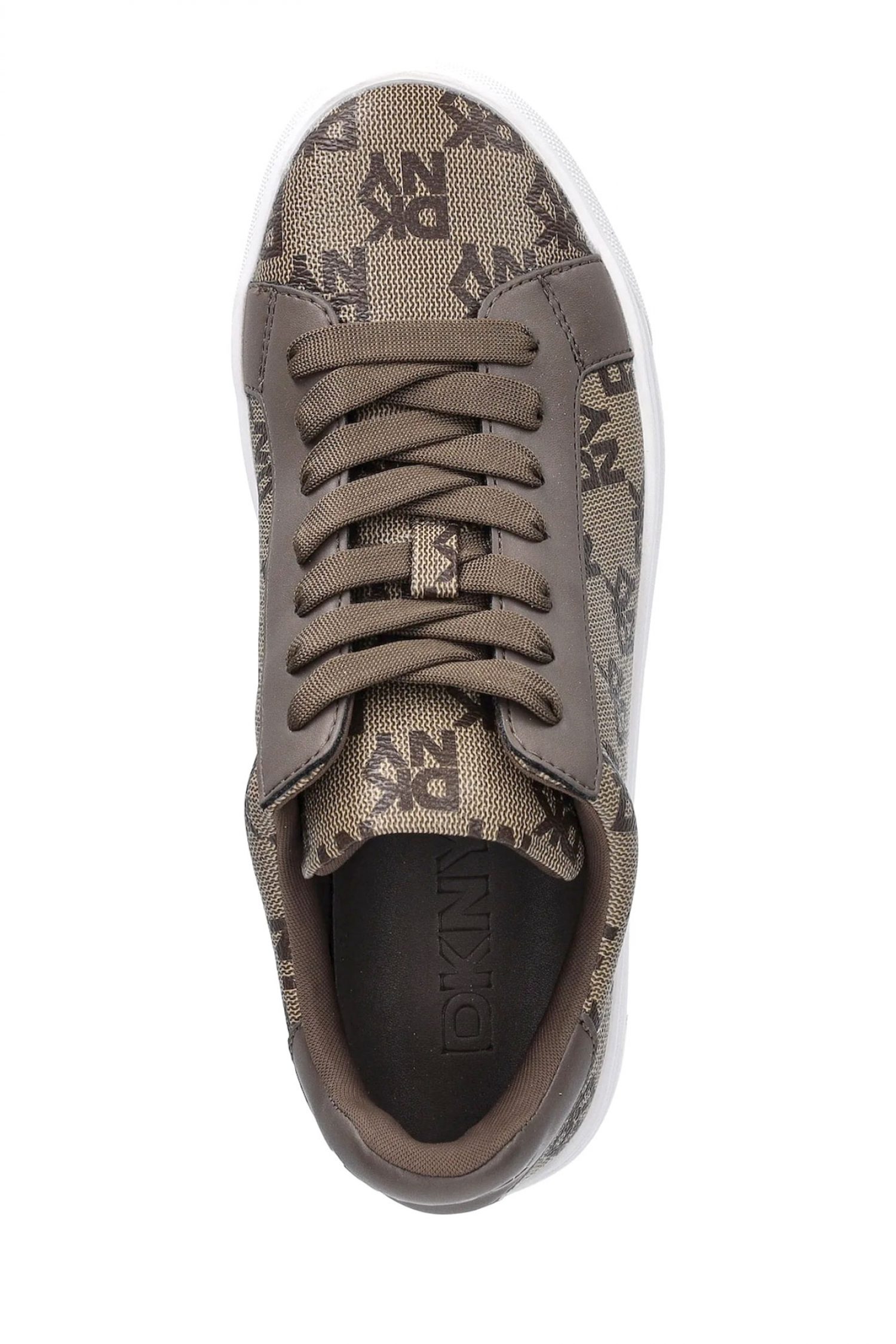 DKNY ΠΑΠΟΥΤΣΙΑ SNEAKERS LOW ARISELLE LACE UP S ALL OVER LOGO ΜΠΕΖ-ΚΑΦΕ