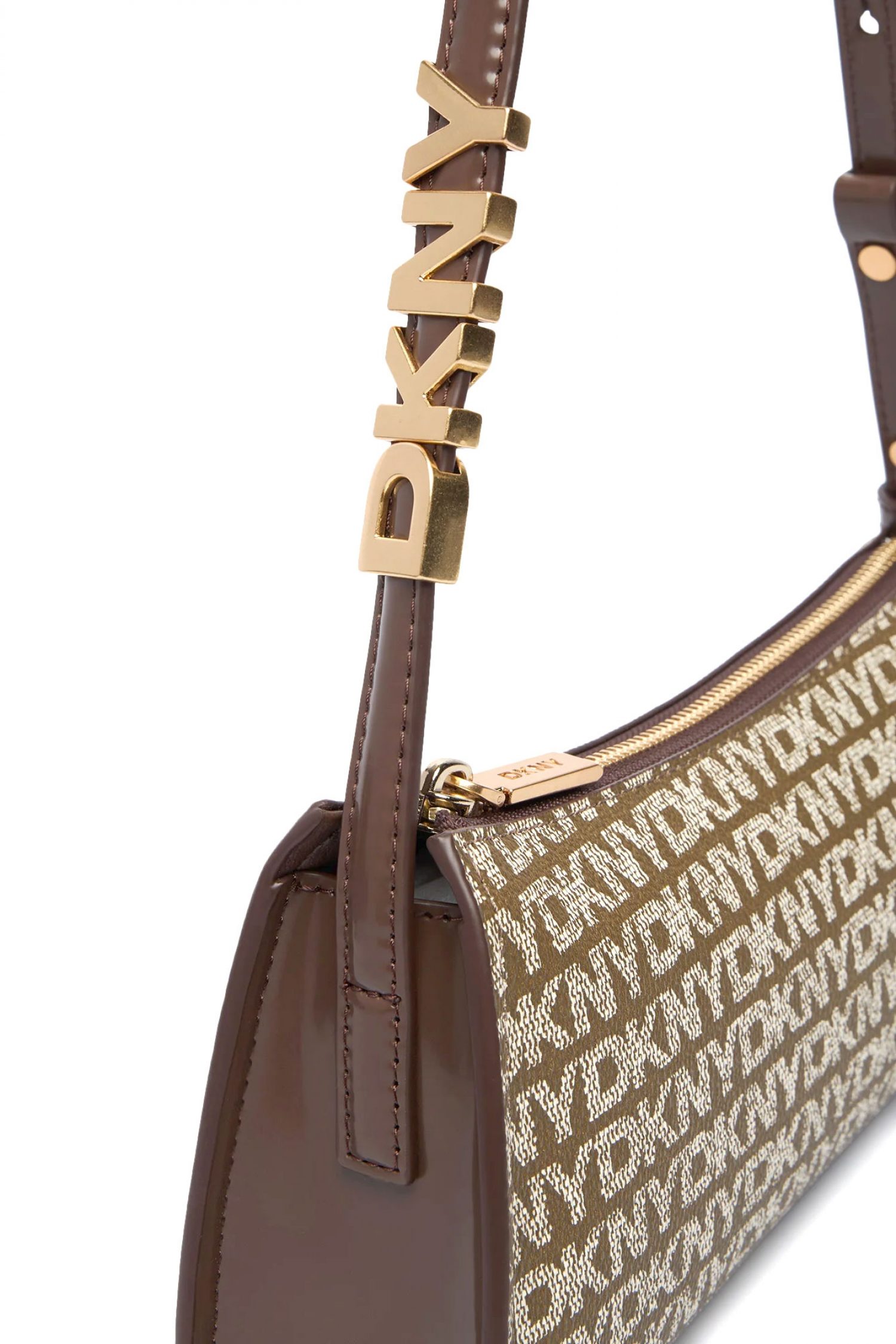 DKNY ΤΣΑΝΤΑ ΩΜΟΥ AVRIL ALL OVER LOGO ΚΑΦΕ