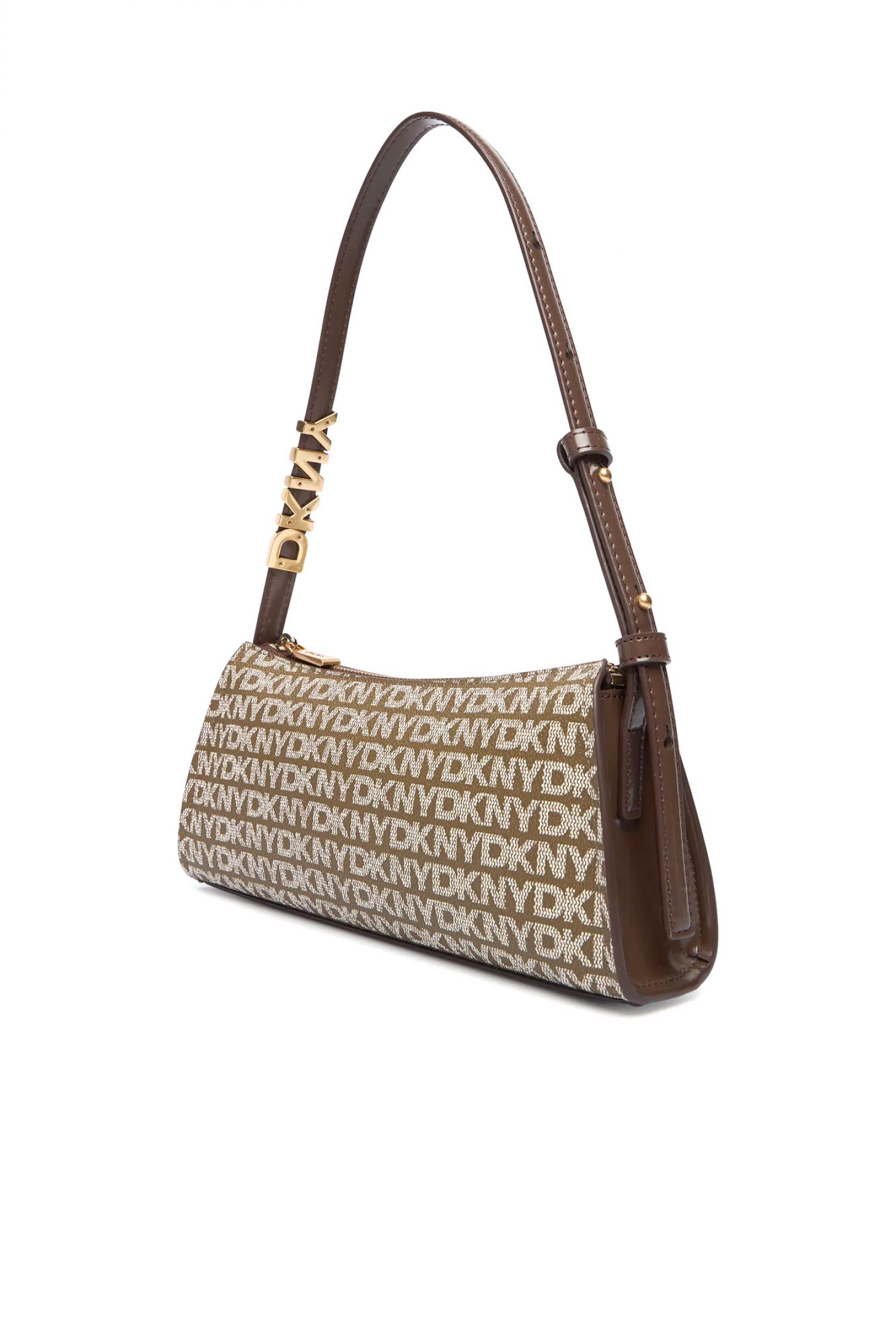 DKNY ΤΣΑΝΤΑ ΩΜΟΥ AVRIL ALL OVER LOGO ΚΑΦΕ