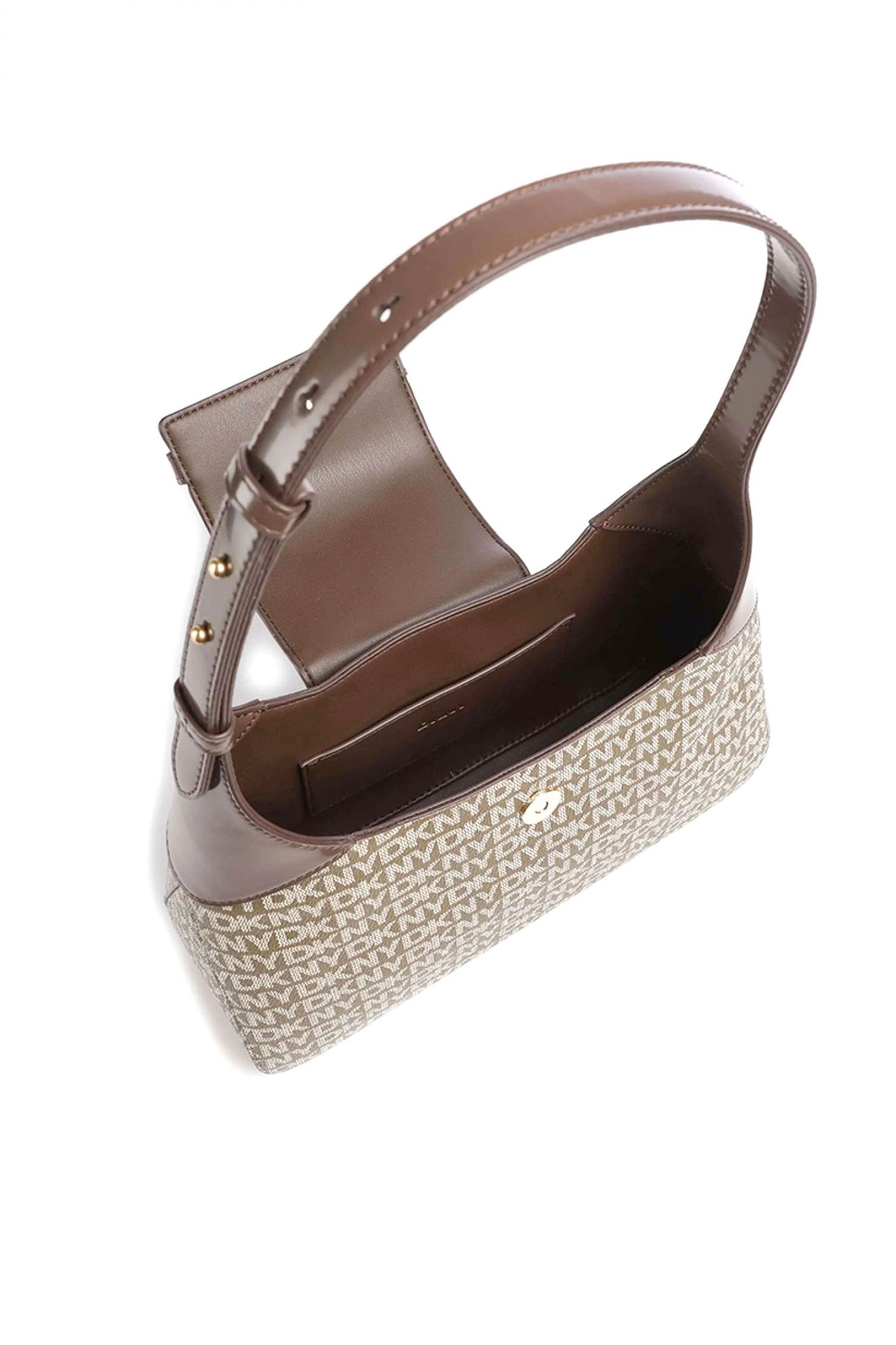 DKNY ΤΣΑΝΤΑ ΩΜΟΥ AVRIL ALL OVER LOGO ΚΑΦΕ