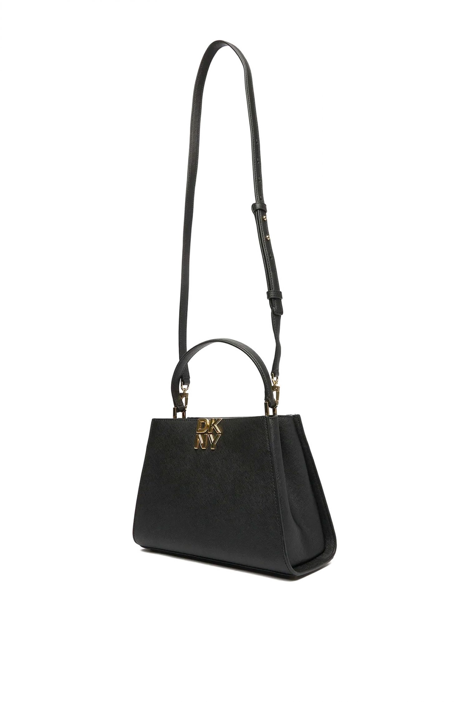 DKNY ΤΣΑΝΤΑ ΧΕΙΡΟΣ/CROSSBODY FOSTER MD SATCHEL ΔΕΡΜΑ LOGO ΜΑΥΡΟ