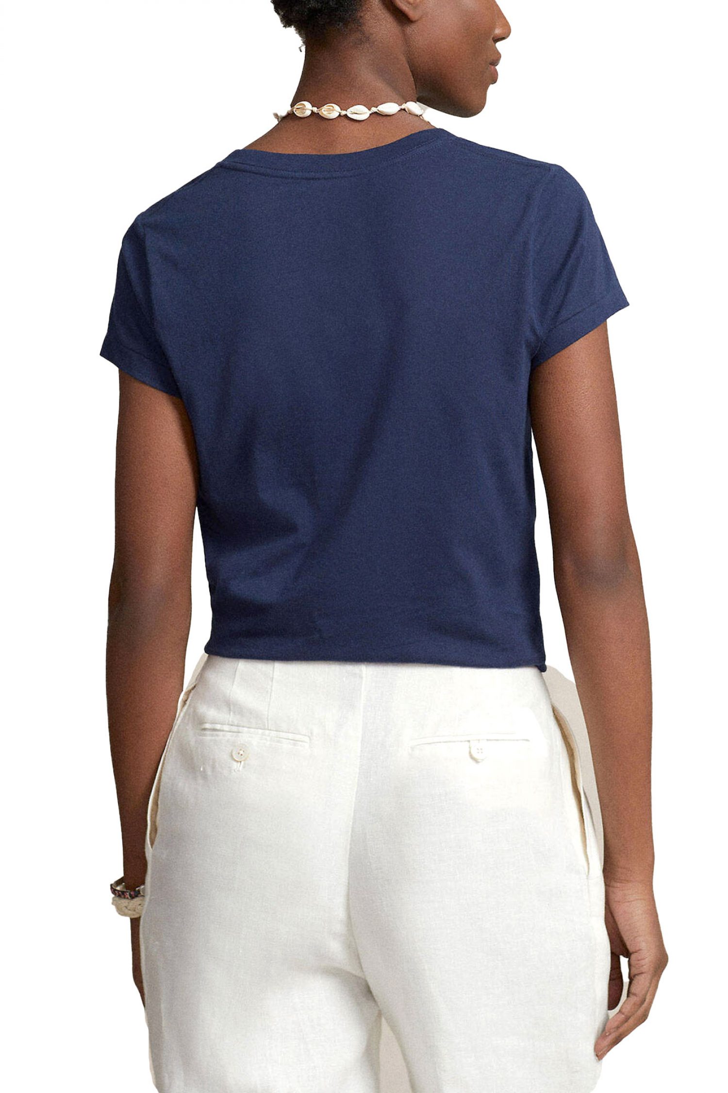 RALPH LAUREN T-SHIRT V-NECK W BSR LOGO ΜΠΛΕ