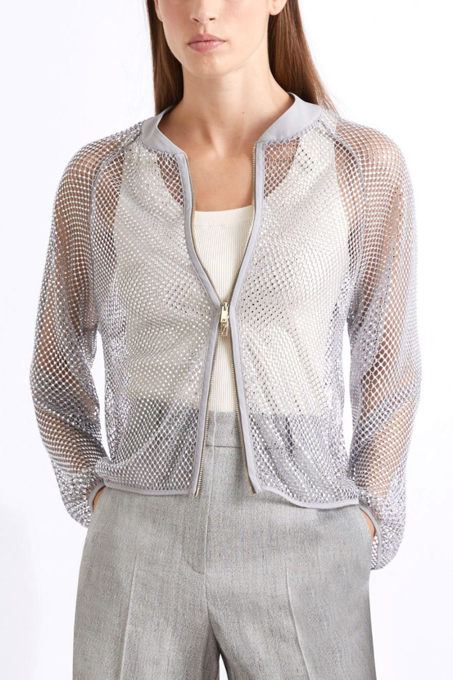 MARELLA ΖΑΚΕΤΑ MLLFLIRT ΔΙΑΤΡΗΤΟ ΣΤΡΑΣ ΓΚΡΙ-ΑΣΗΜΙ φωτογραφία