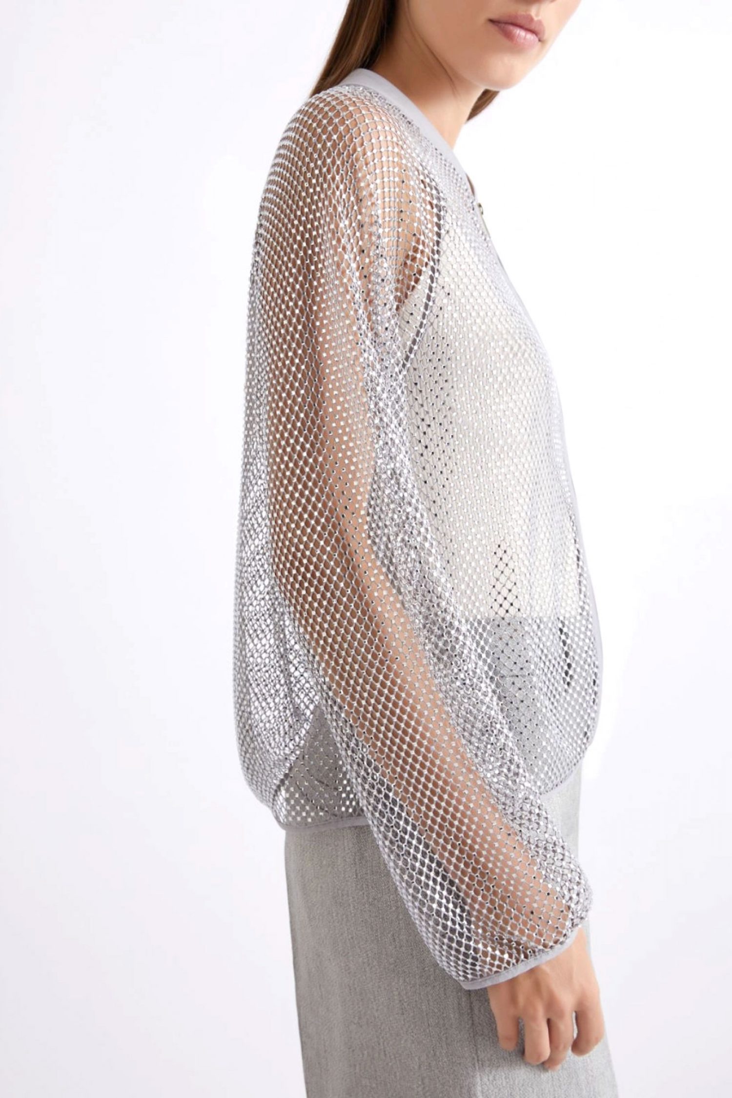 MARELLA ΖΑΚΕΤΑ MLLFLIRT ΔΙΑΤΡΗΤΟ ΣΤΡΑΣ ΓΚΡΙ-ΑΣΗΜΙ φωτογραφία