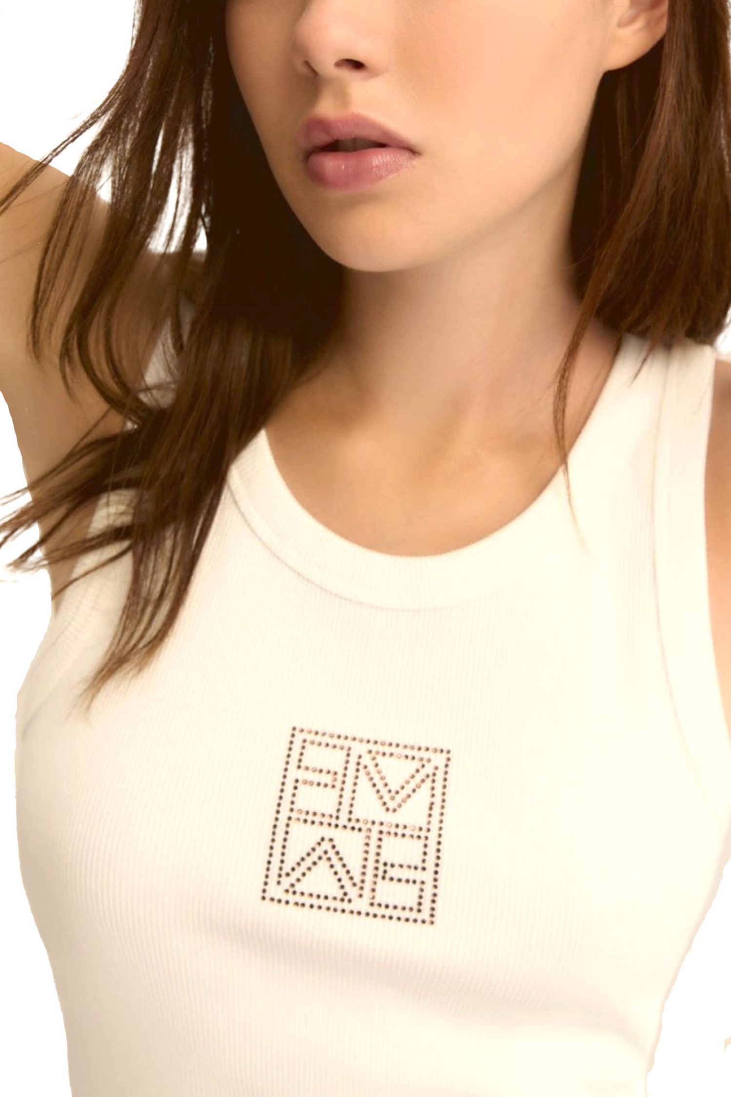 MARELLA EMME TANK TOP EMMSESAMO LOGO ΣΤΡΑΣ ΕΚΡΟΥ φωτογραφία