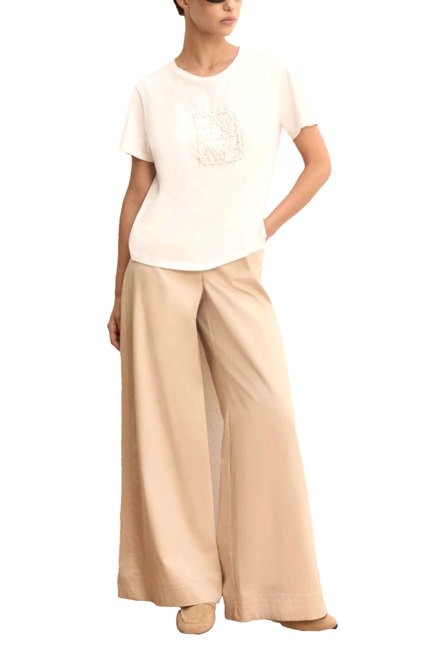 MARELLA EMME T-SHIRT EMMTEMA ΠΑΓΙΕΤΑ ΣΤΡΑΣ ΛΕΥΚΟ