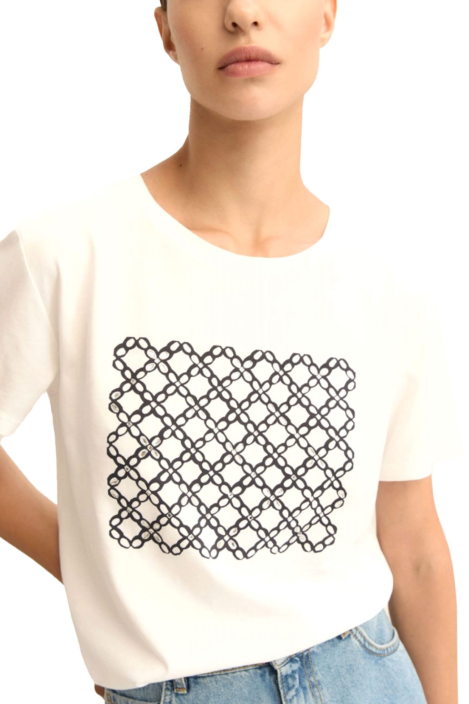 MARELLA EMME T-SHIRT EMMRACCONTO ΣΤΡΑΣ ΛΕΥΚΟ