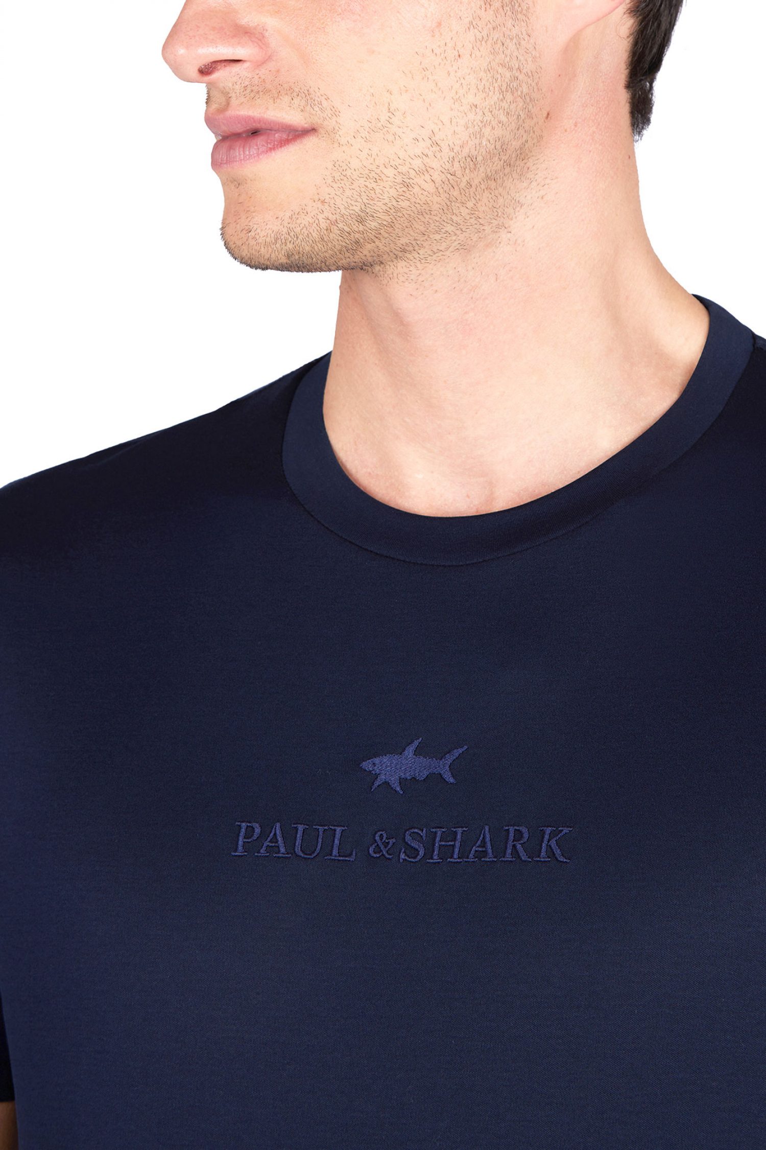 PAUL&SHARK T-SHIRT CREW NECK AQUA TOUCH LOGO ΜΠΛΕ
