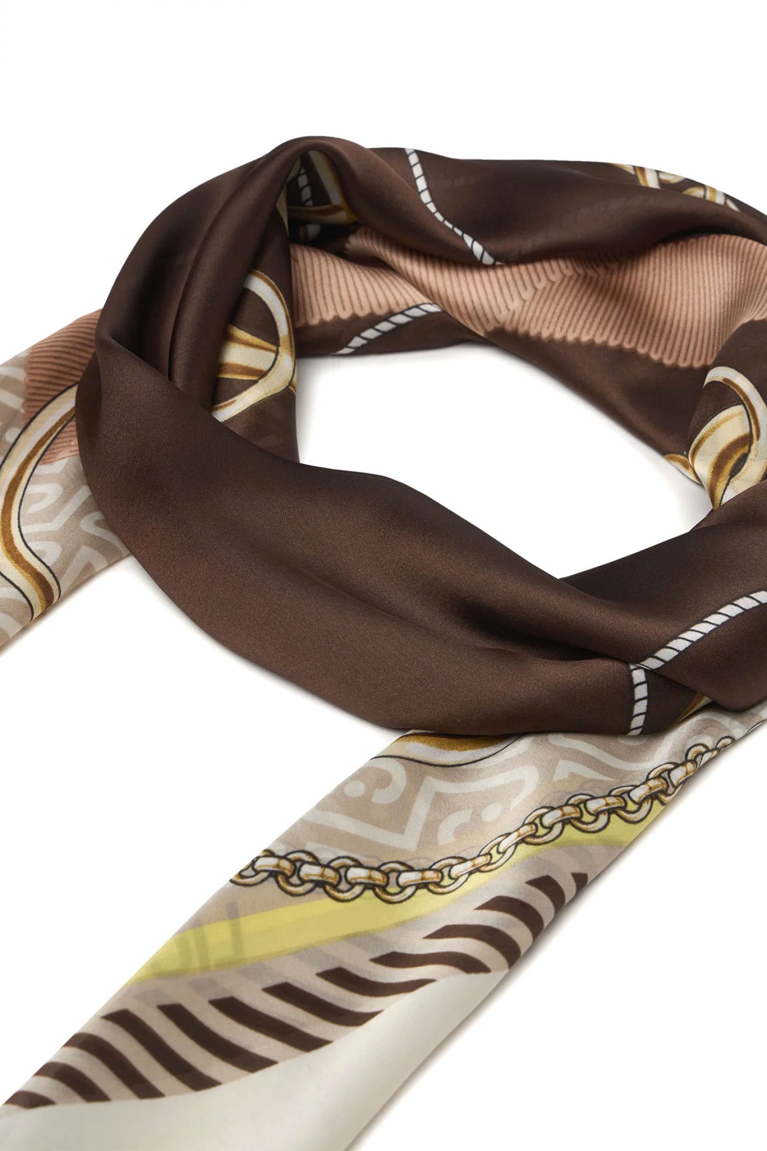 LIU-JO BETTER ΦΟΥΛΑΡΙ NASTRI 120 x 120 LOGO ΜΠΕΖ-ΚΑΦΕ φωτογραφία