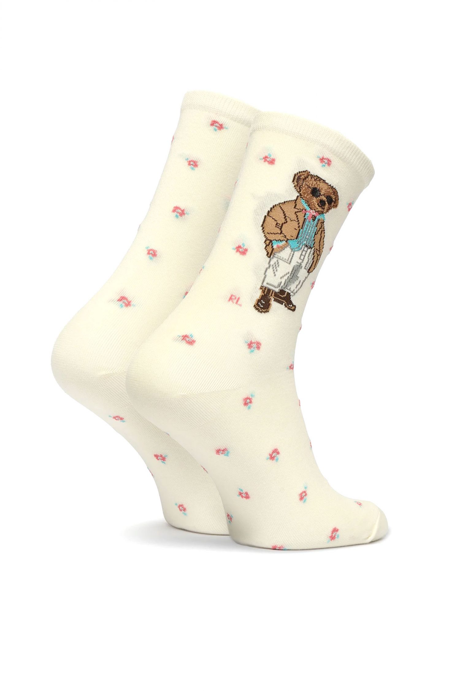 RALPH LAUREN ΚΑΛΤΣΕΣ PRE SPRING BEAR LOGO ΕΚΡΟΥ φωτογραφία