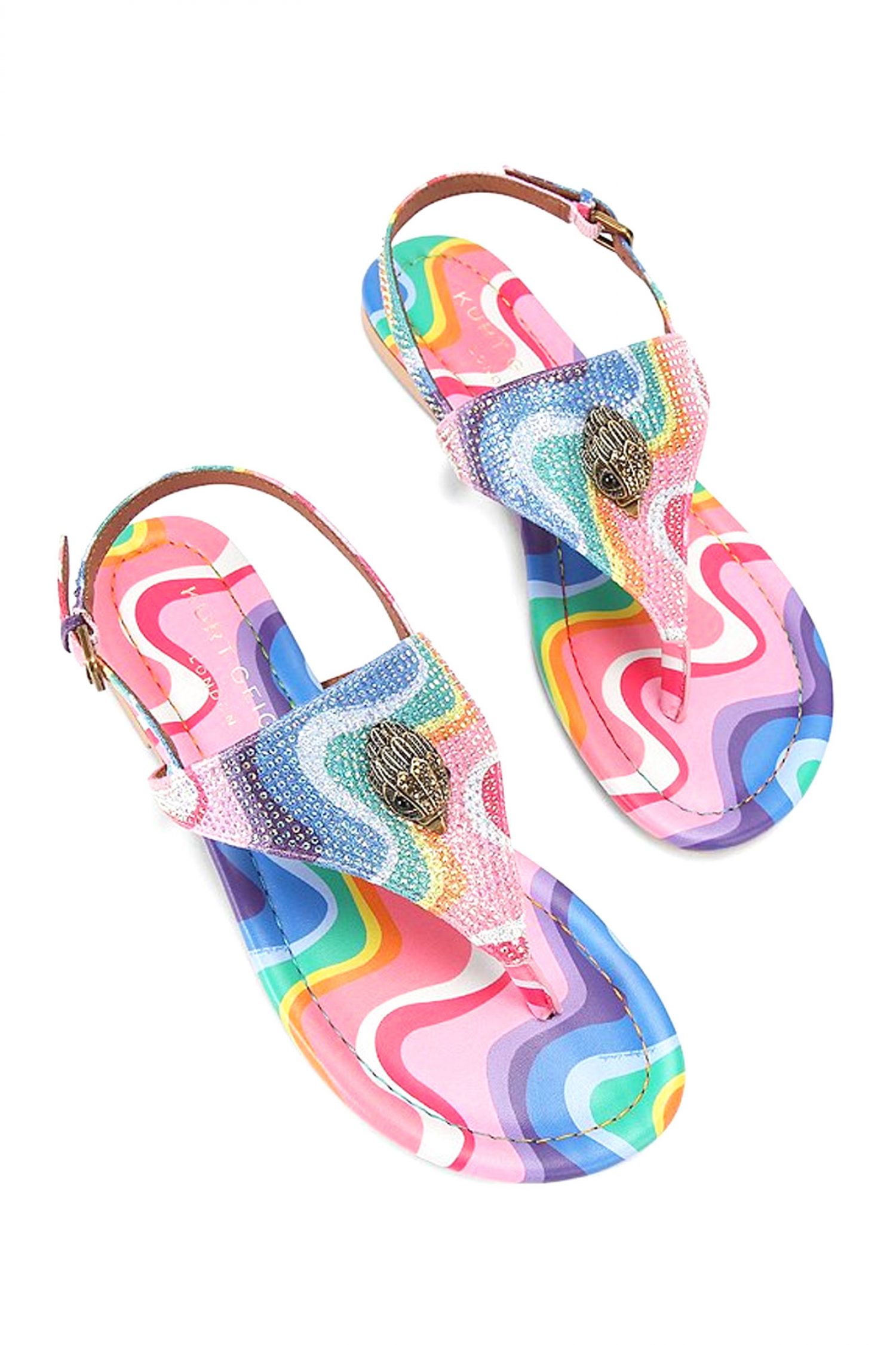 KURT GEIGER ΠΑΠΟΥΤΣΙΑ ΣΑΝΔΑΛΙΑ KENSINGTON FLAT SLINGBACK ΣΤΡΑΣ LOGO ΠΟΛΥΧΡΩΜΟ φωτογραφία