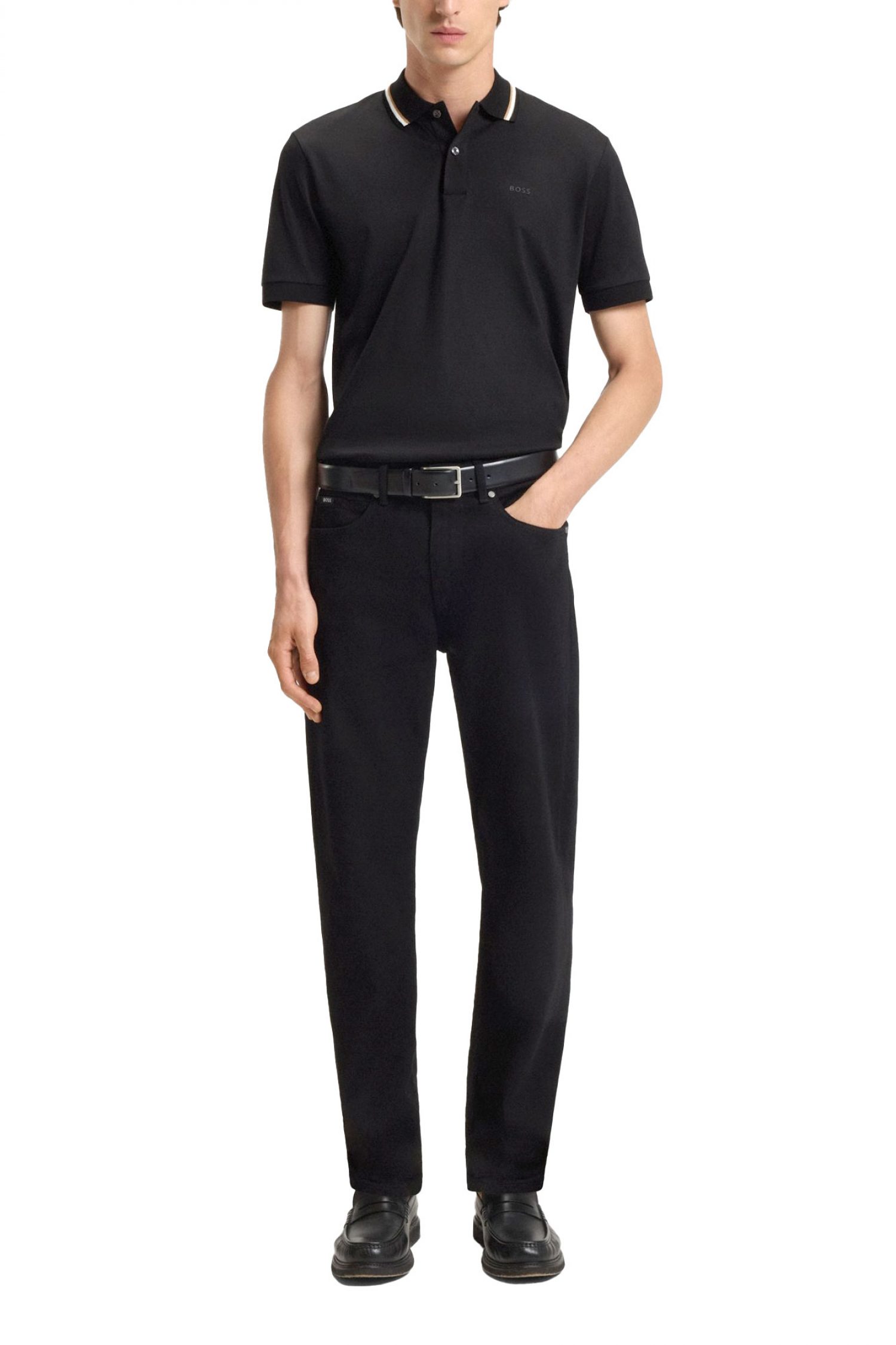 BOSS POLO SLIM FIT PENROSE 38 ΜΑΥΡΟ