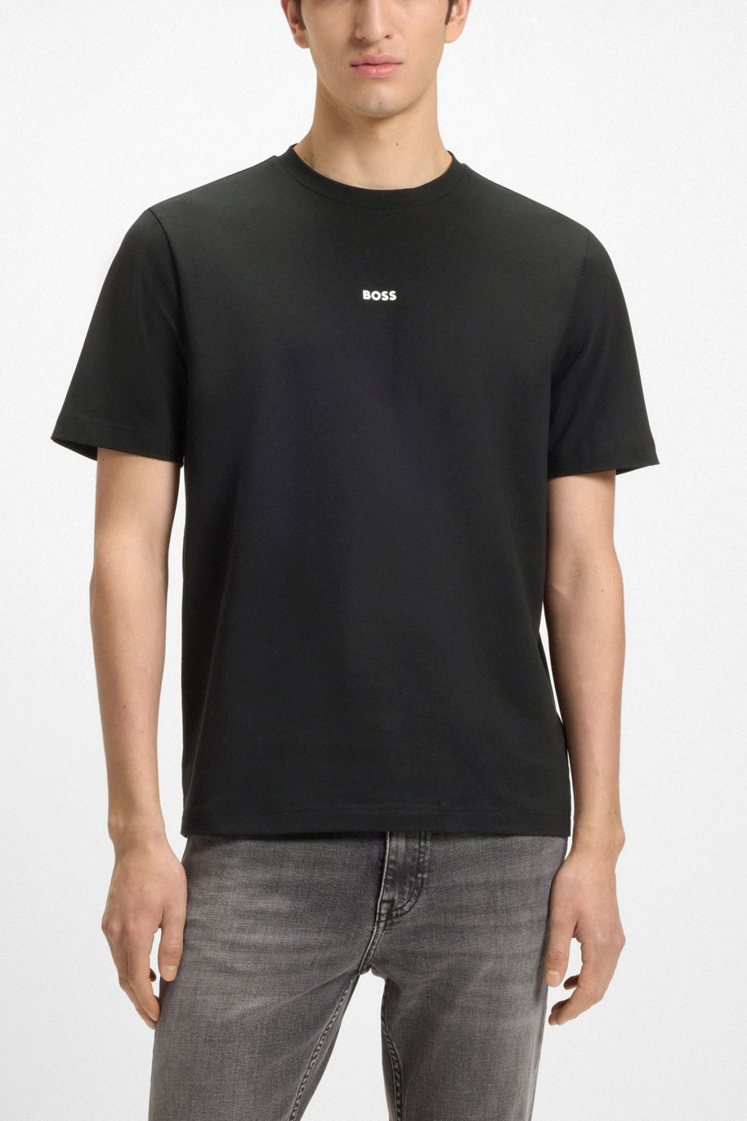 BOSS CASUAL T-SHIRT TCHUP ΜΑΥΡΟ