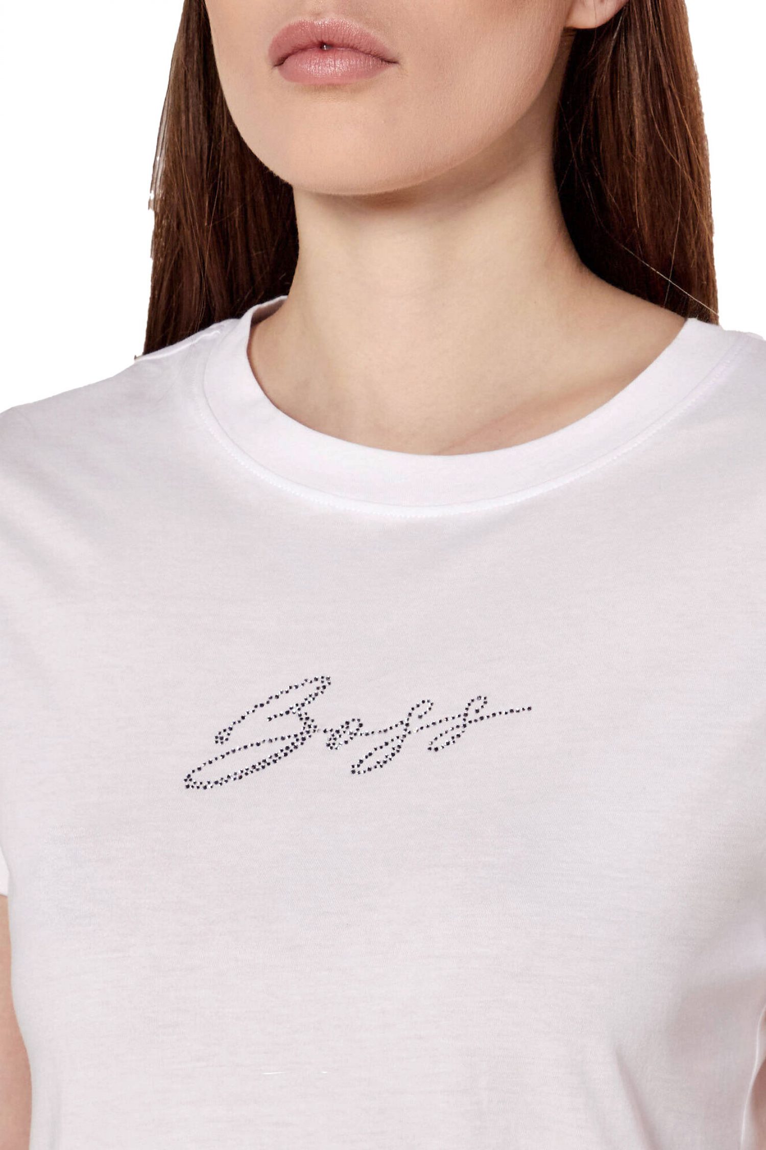BOSS CASUAL T-SHIRT C_ESOGO_2_MA_CRYSTAL LOGO ΣΤΡΑΣ ΕΚΡΟΥ