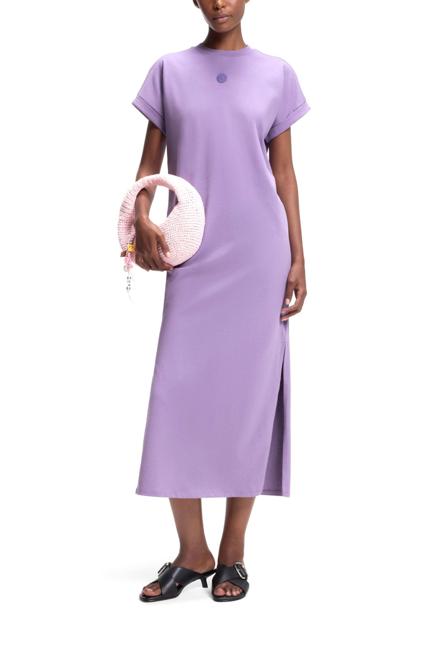 HUGO BLUE ΦΟΡΕΜΑ MIDI NALLE_B LOGO ΑΝΟΙΓΜΑΤΑ ΚΑΤΩ ΜΩΒ