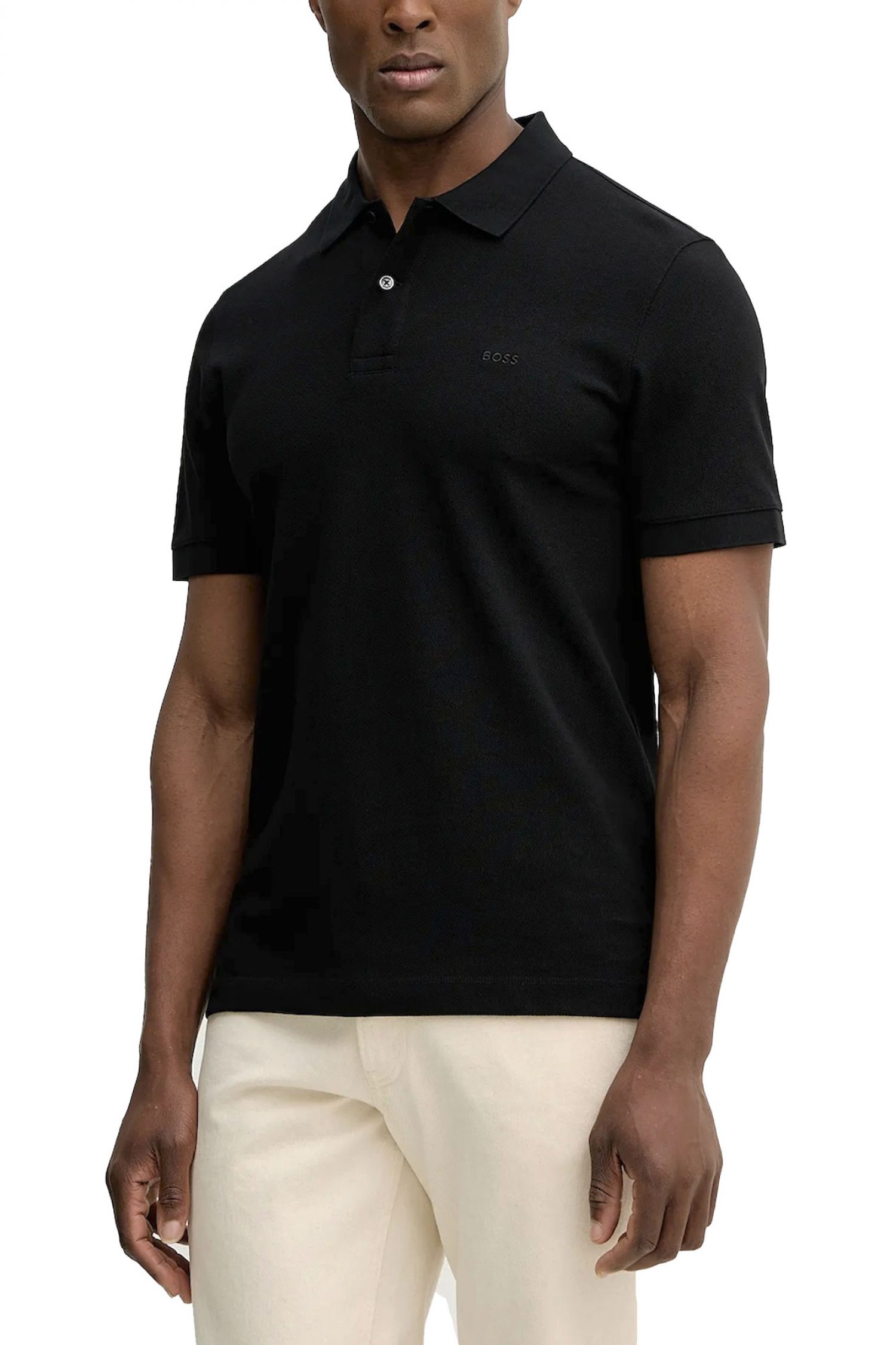 BOSS POLO REGULAR FIT PALLAS ΜΑΥΡΟ