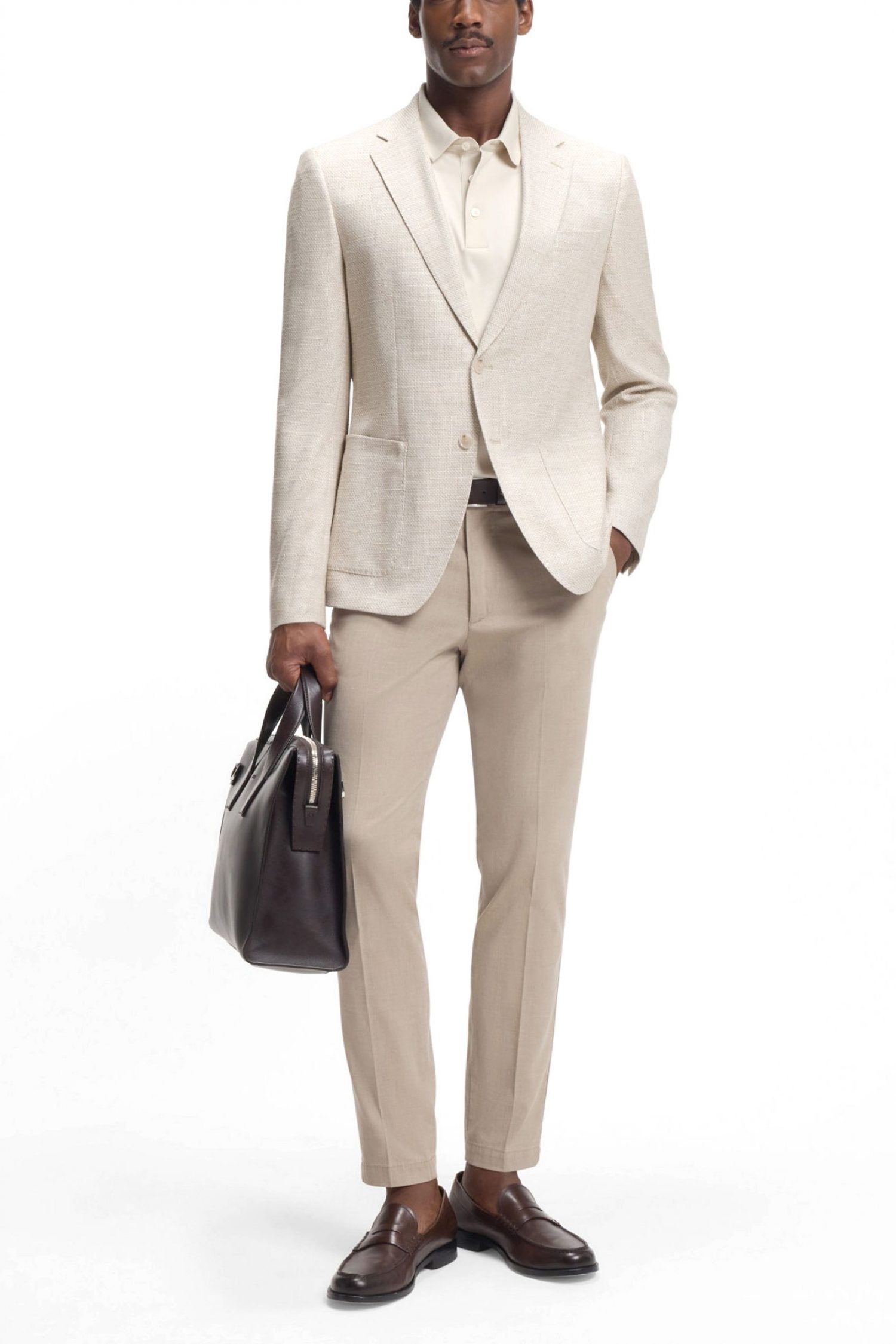 BOSS ΣΑΚΑΚΙ LANIFICO TESSE BIELLA STRETCH H-HUTSON-2PP-253 REGULAR FIT ΕΚΡΟΥ