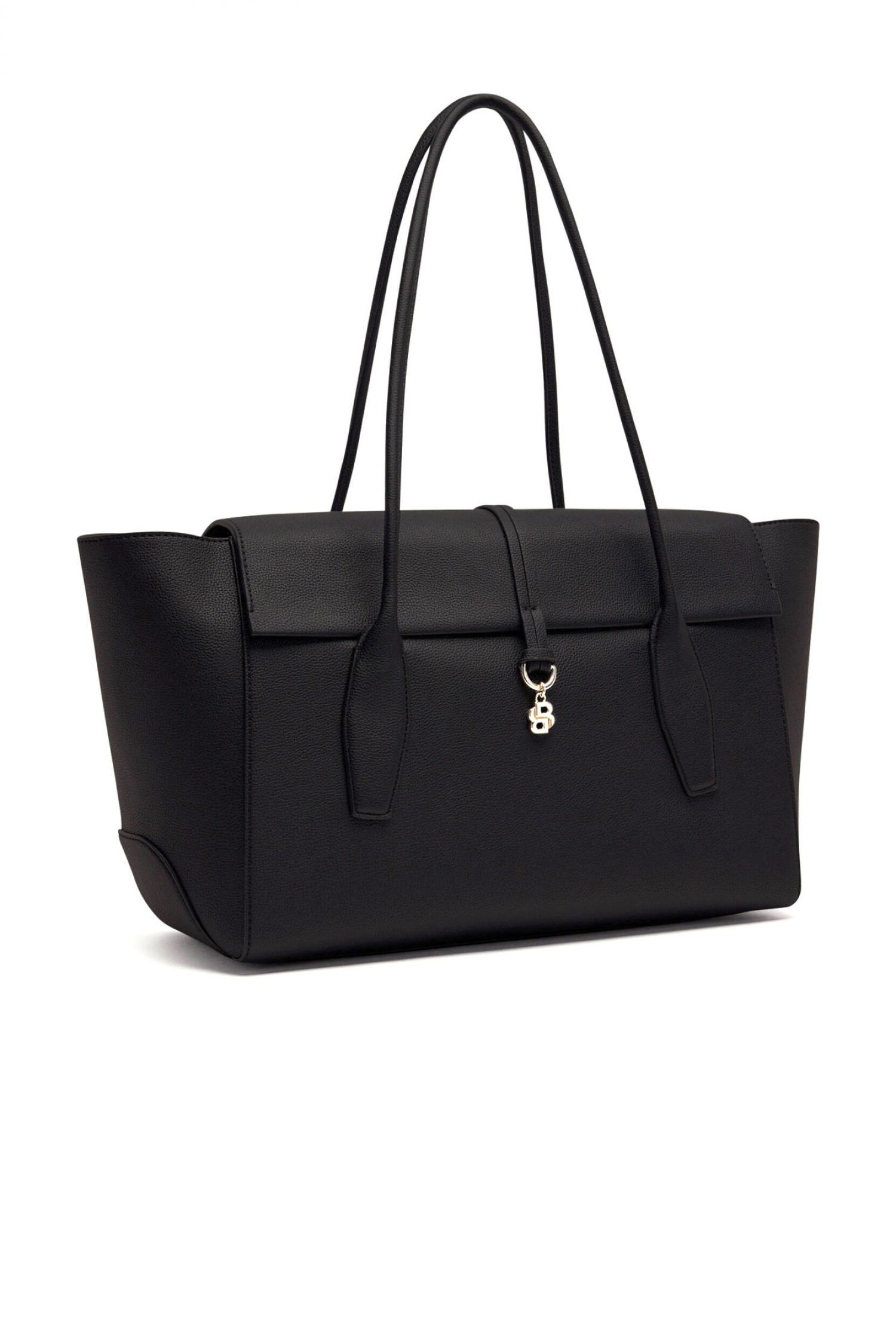 BOSS ΤΣΑΝΤΑ ΩΜΟΥ NERISSA TOTE LOGO ΜΕΤΑΛΛΙΚΟ ΜΑΥΡΟ