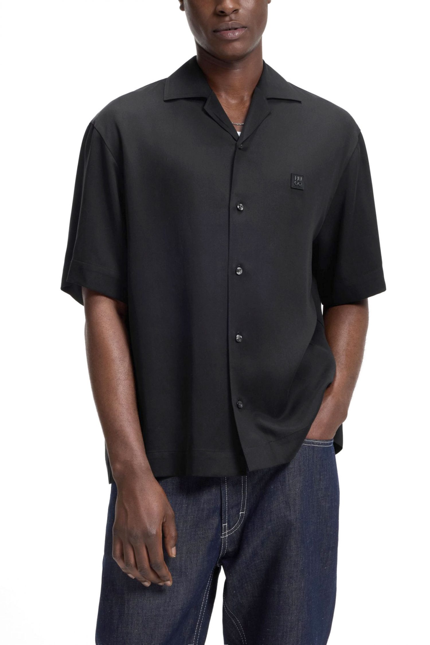 HUGO ΠΟΥΚΑΜΙΣΟ ΚΟΝΤΟΜΑΝΙΚΟ ESPINO LOGO ΜΑΥΡΟ φωτογραφία