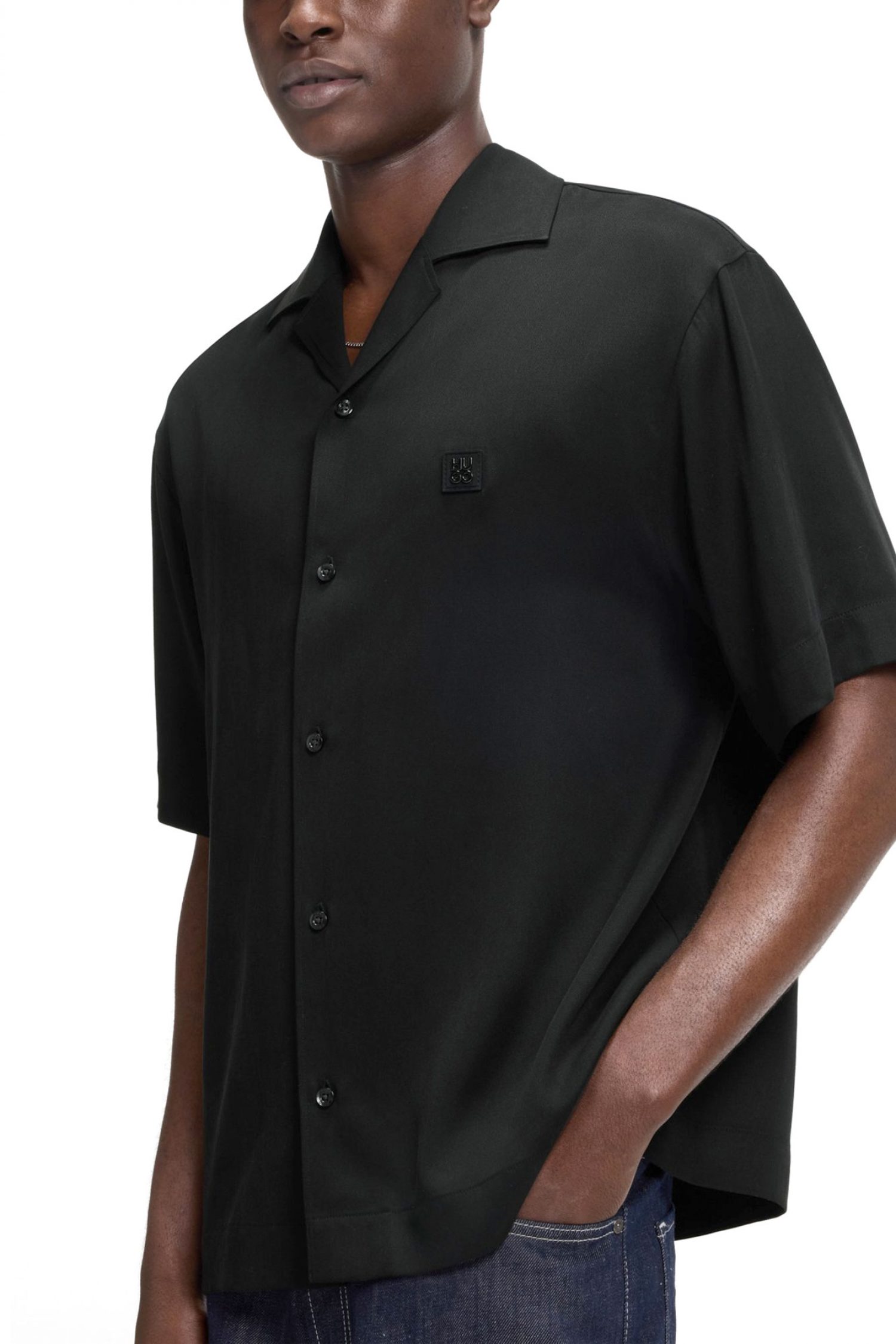 HUGO ΠΟΥΚΑΜΙΣΟ ΚΟΝΤΟΜΑΝΙΚΟ ESPINO LOGO ΜΑΥΡΟ φωτογραφία