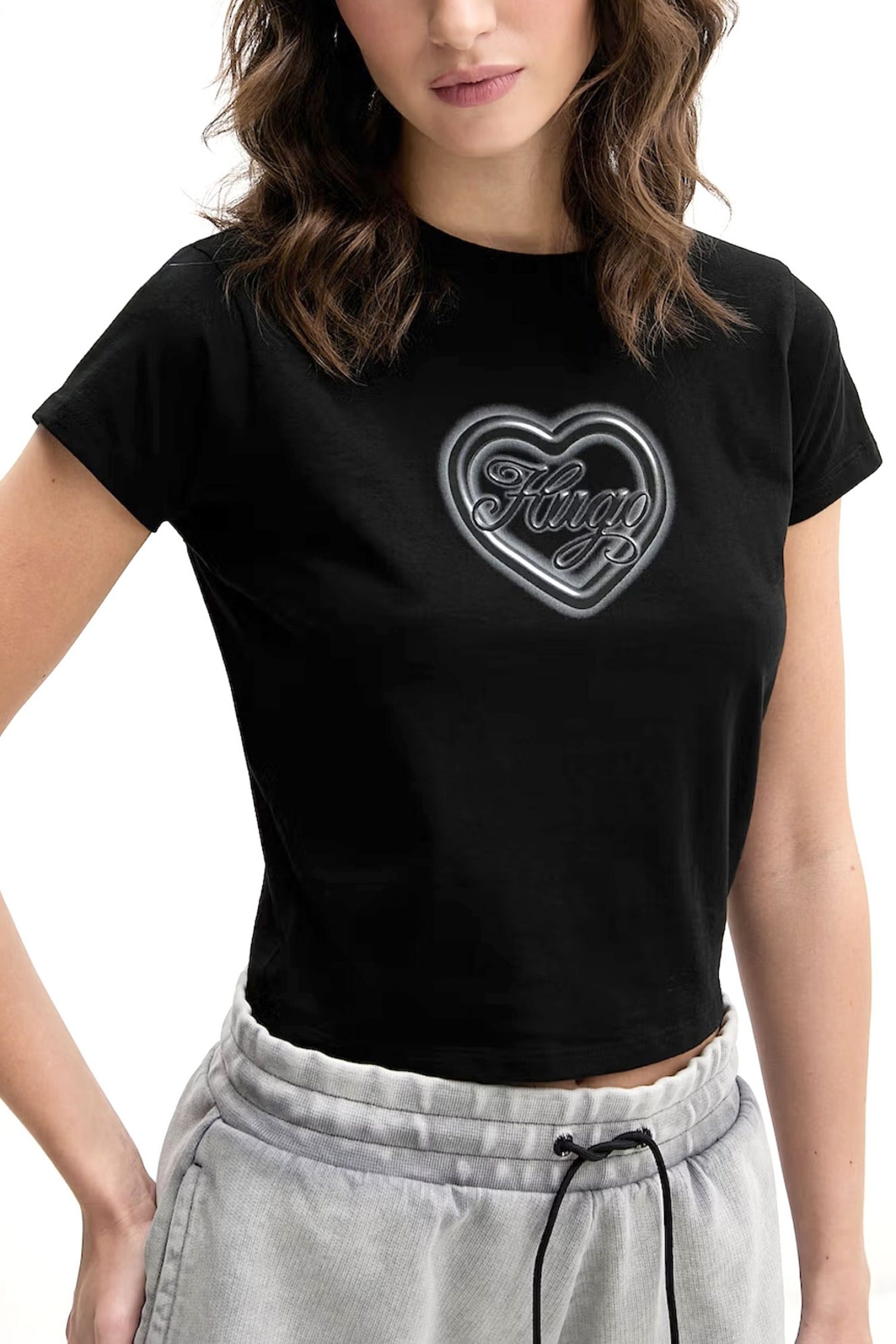 HUGO BLUE T-SHIRT DICHROMA_B LOGO ΜΑΥΡΟ