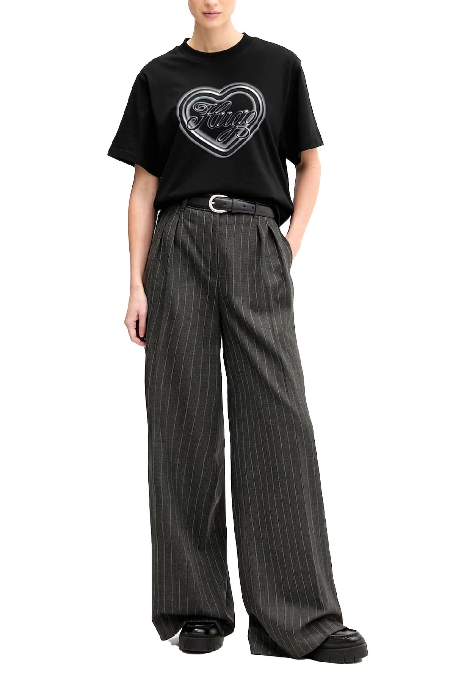 HUGO BLUE T-SHIRT VINTAGE TEE_B_8 LOGO ΜΑΥΡΟ