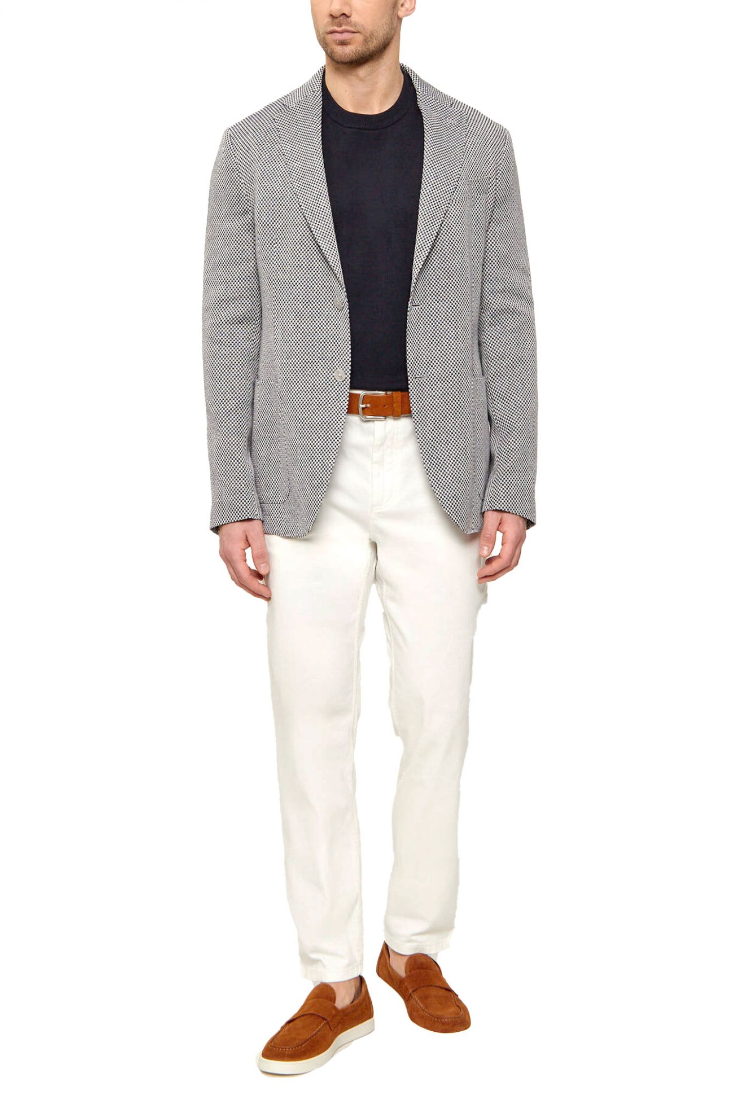 BOSS ΣΑΚΑΚΙ ΜΙΚΡΟΣΧΕΔΙΟ ΛΙΝΟ ΑΦΟΔΡΟ SLIM FIT C-HANRY-262 ΜΠΛΕ-ΛΕΥΚΟ