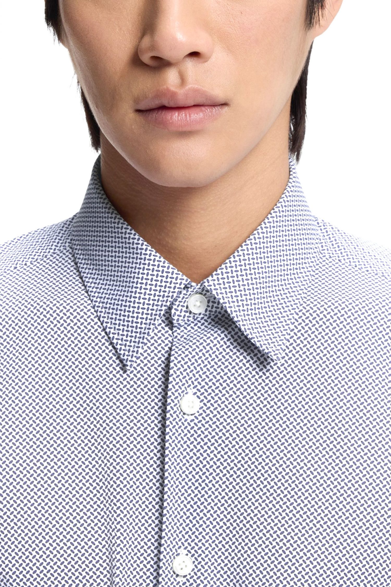 BOSS PERFORMANCE ΠΟΥΚΑΜΙΣΟ ΜΙΚΡΟΣΧΕΔΙΟ REGULAR FIT P-LIAM-K-F-261 ΜΠΛΕ-ΛΕΥΚΟ