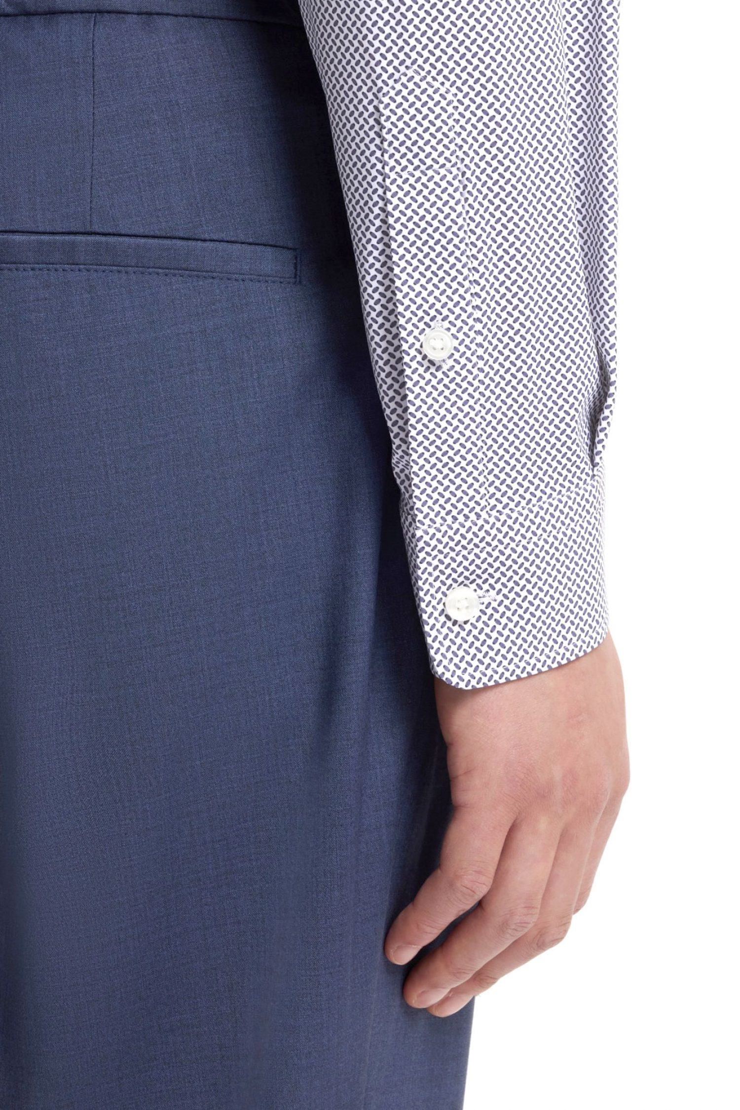 BOSS PERFORMANCE ΠΟΥΚΑΜΙΣΟ ΜΙΚΡΟΣΧΕΔΙΟ REGULAR FIT P-LIAM-K-F-261 ΜΠΛΕ-ΛΕΥΚΟ