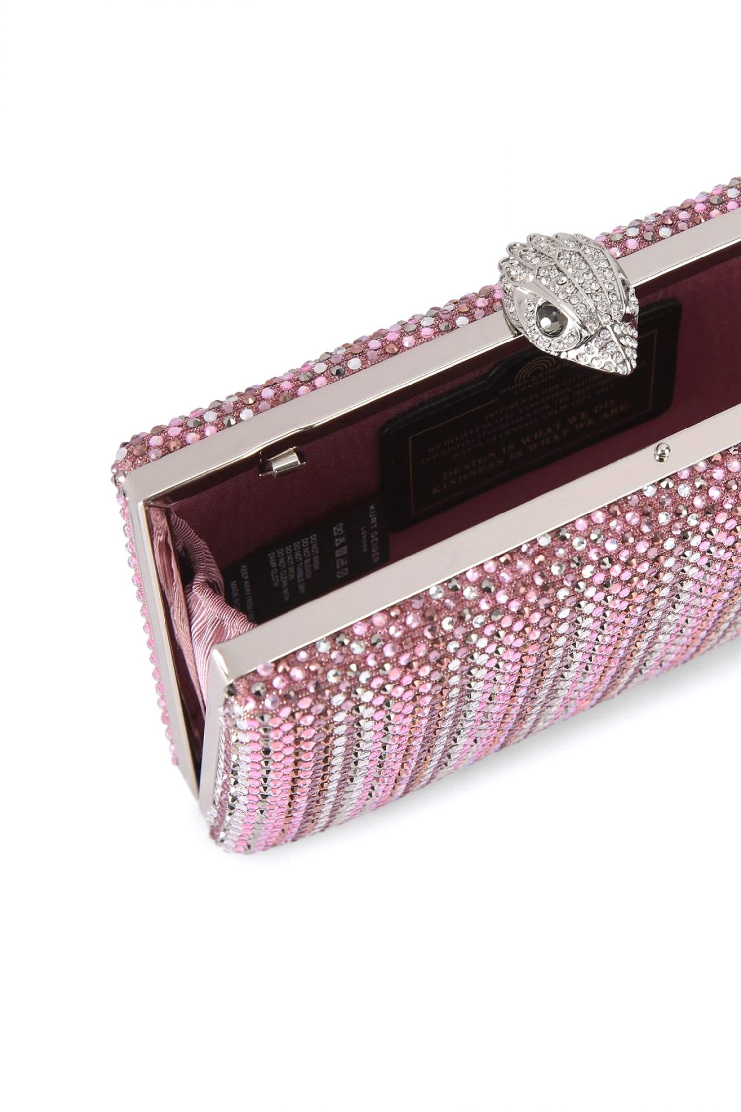 KURT GEIGER TΣΑΝΤΑ CROSSBODY/ΩΜΟΥ CRYSTAL KENSINGTON CLUTCH ΣΤΡΑΣ ΑΛΥΣΙΔΑ LOGO ΡΟΖ φωτογραφία